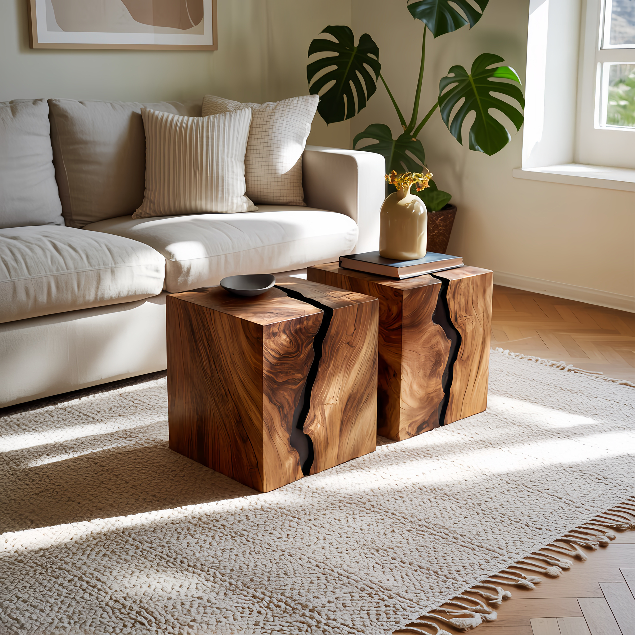 Handcrafted Solid Wood Low Coffee Table For Living Decor SILDTTNCF058