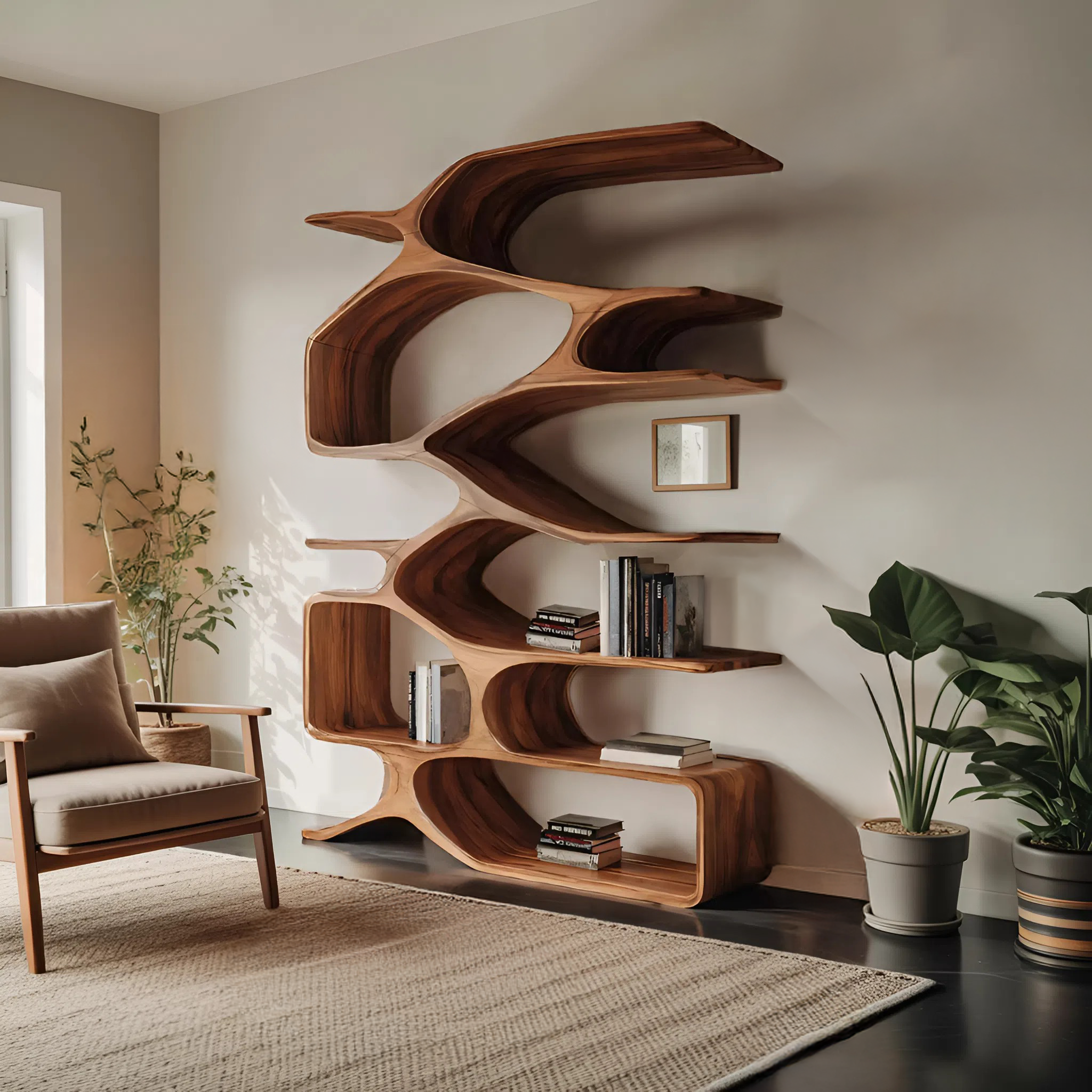 Organic Sculptural Bookshelf For Living Decor RTTHHNBS092
