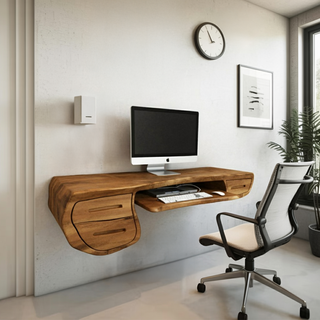 Floating Sculptural Desk With Drawers For Home Office And Studio SITHHNFLD004