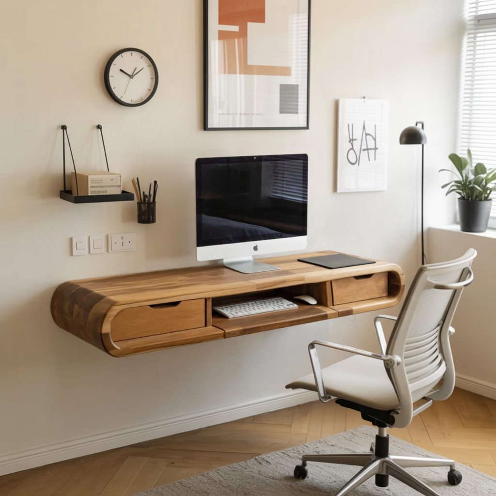 Modern Floating Wall Mounted Desk With Drawers For Bedroom And Office SITHHNFLD006