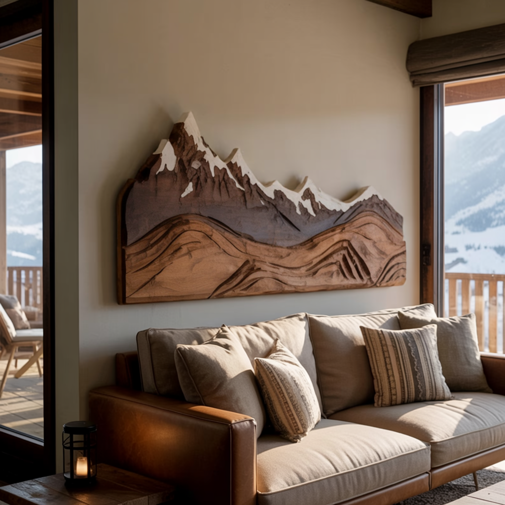 Mountain Wall Art Carving For Living Room And Nature Inspired Home SITHHNWA003