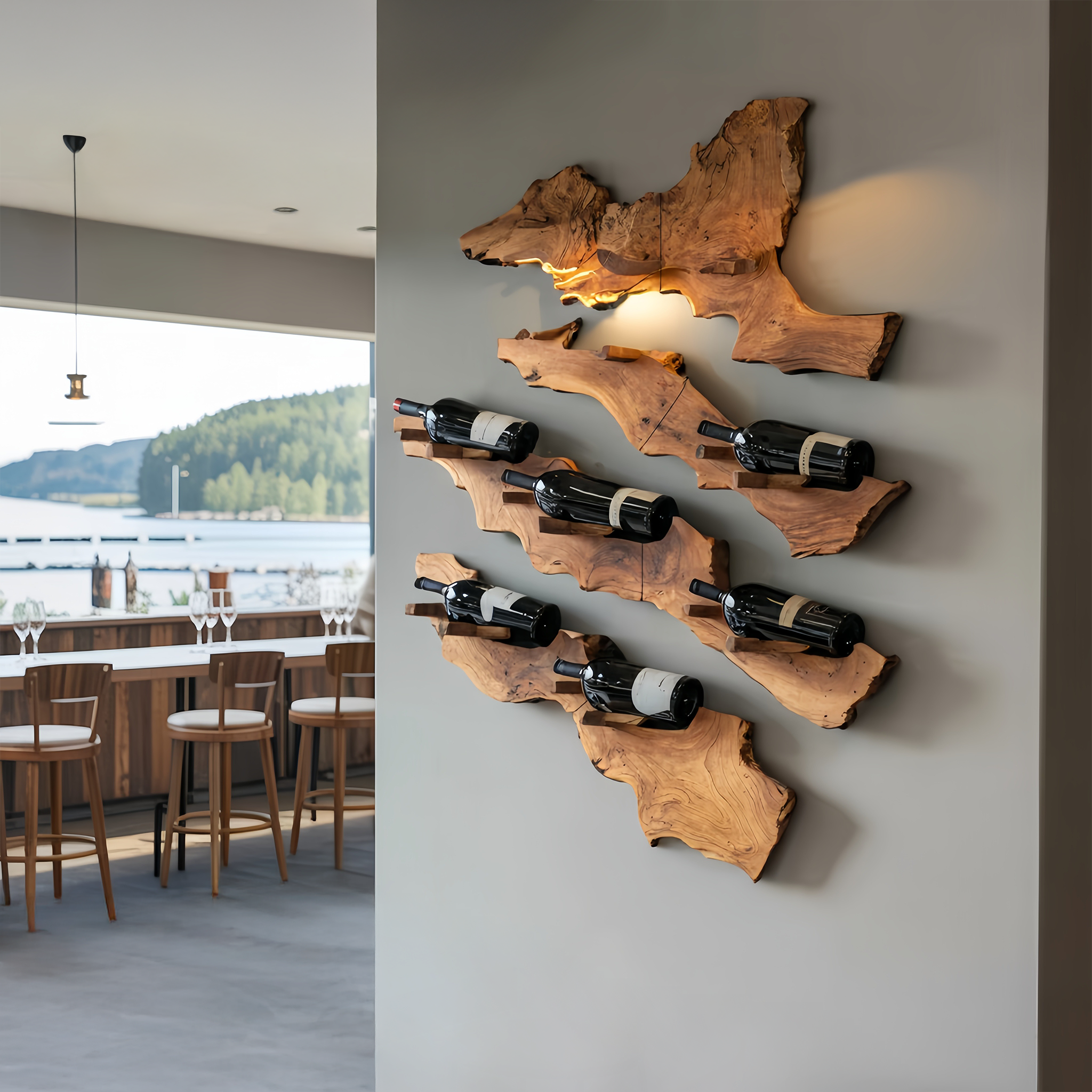 Handcrafted Wooden Live Edge Wine Holder For Bar Decor Ideas SILDTTRWH057