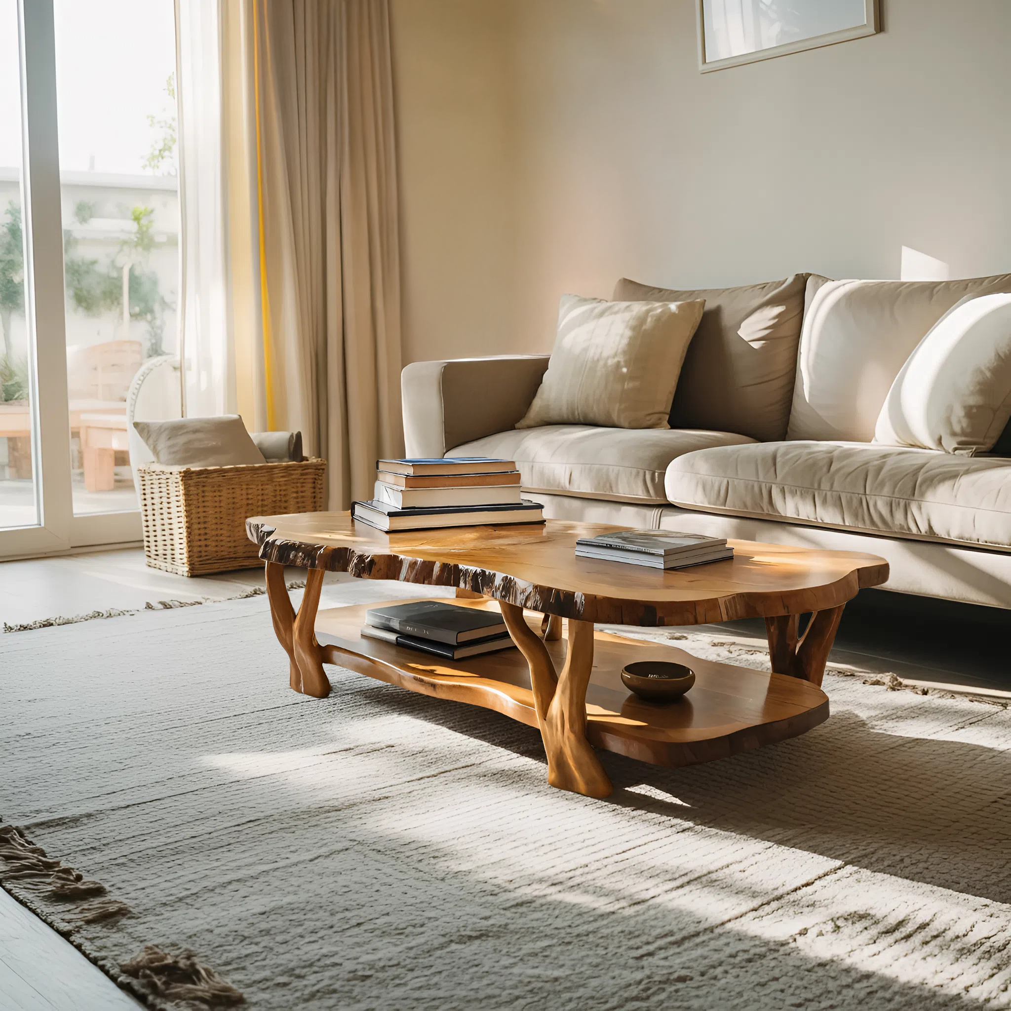 Contemporary Live Edge Coffee Table Two Layered Design For Living RTTHTTCF035