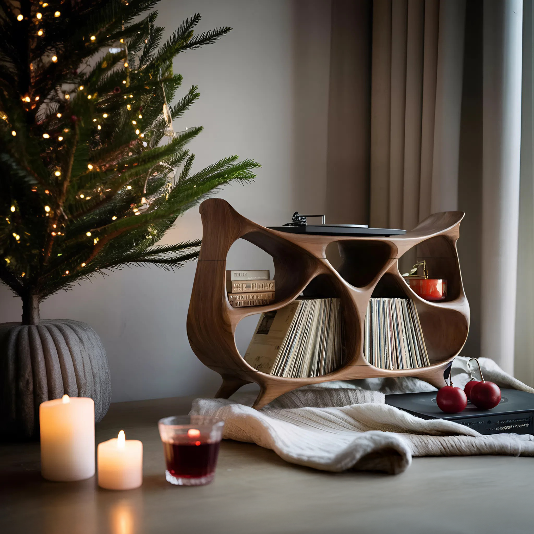 Farmhouse Record Stand For Warm Christmas Living Space SILDTTNCRS015