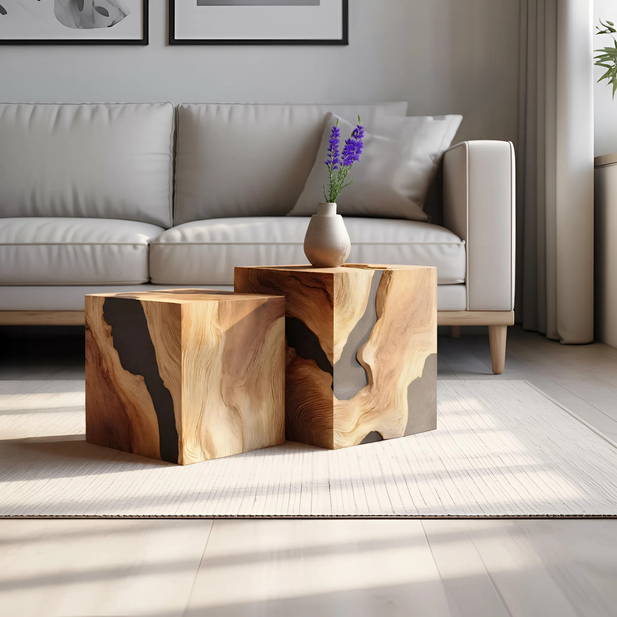 Handcrafted Solid Wood Square Table For Entryway Design SILDTTNCF038