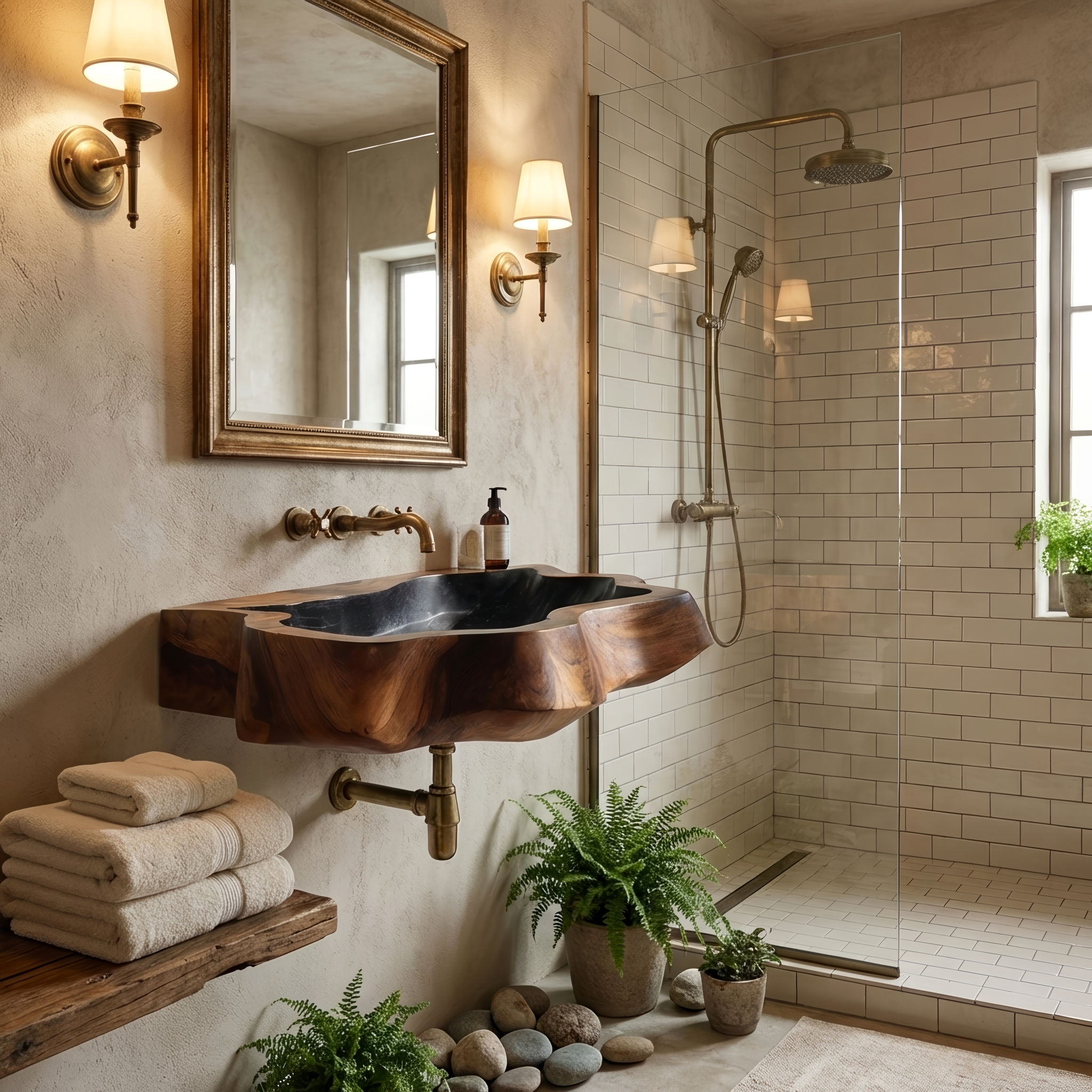 Farmhouse Wall Mounted Wooden Bathroom Sink For Classic Bathroom Design SILDTTNVS042