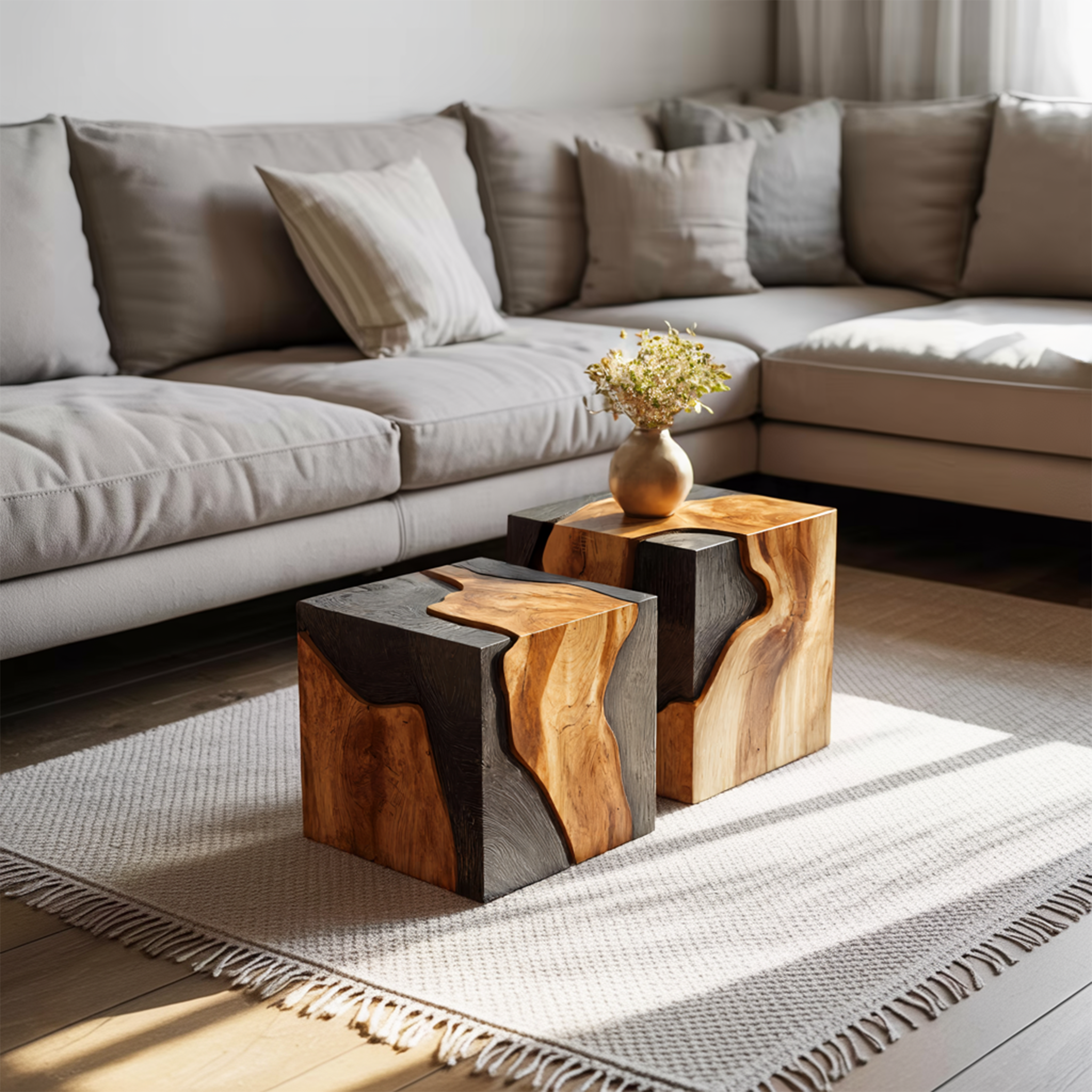 Handcrafted Low Wooden Coffee Table For Unique Living Room SILDTTNCF042