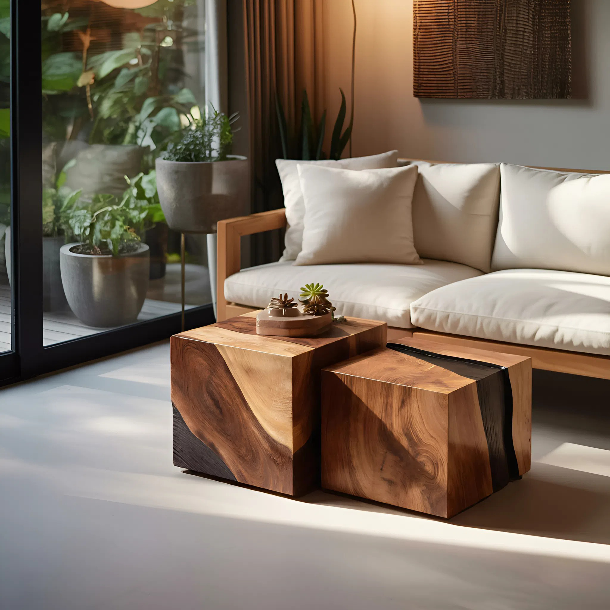 Modern Wooden Cube Coffee Table For Minimalist Living Room SILDTTNCF031
