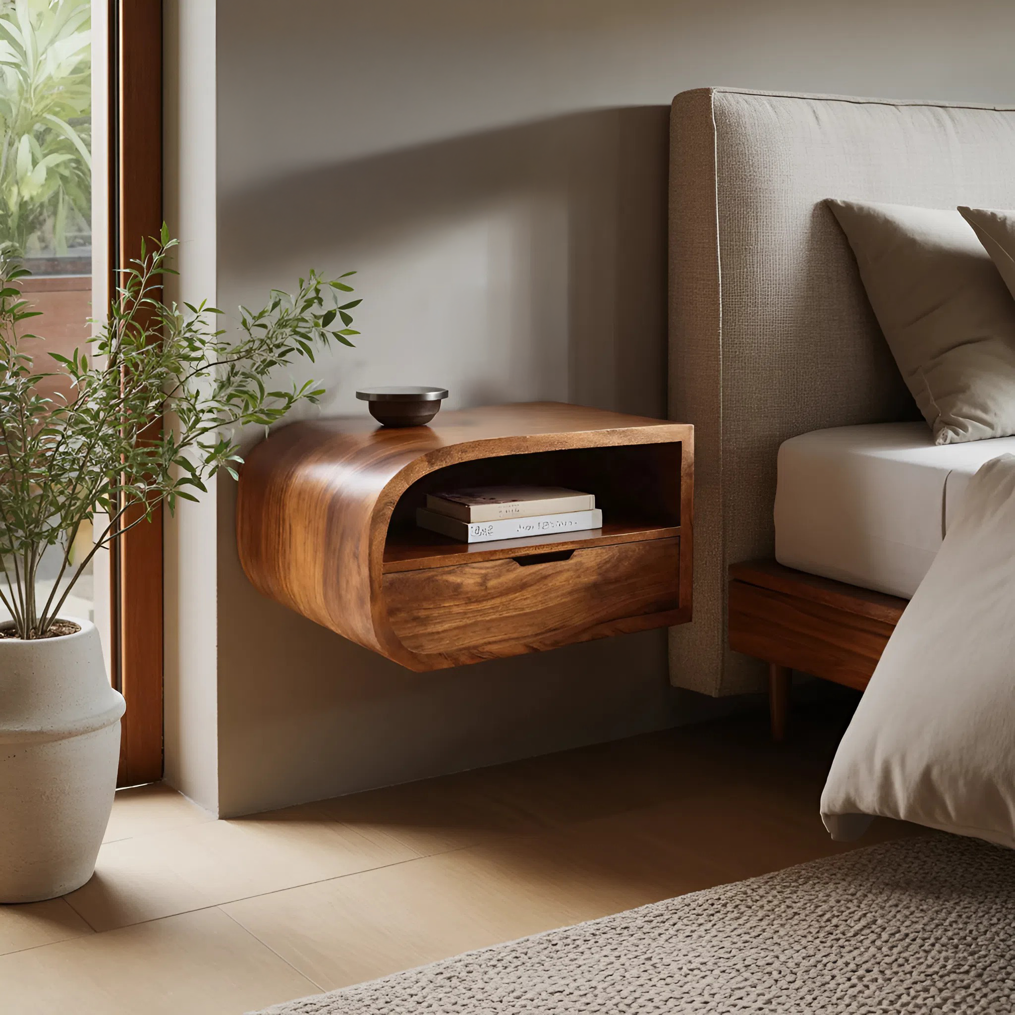 Minimalist Floating Nightstand With Storage For Bedroom RTTHHNNS006