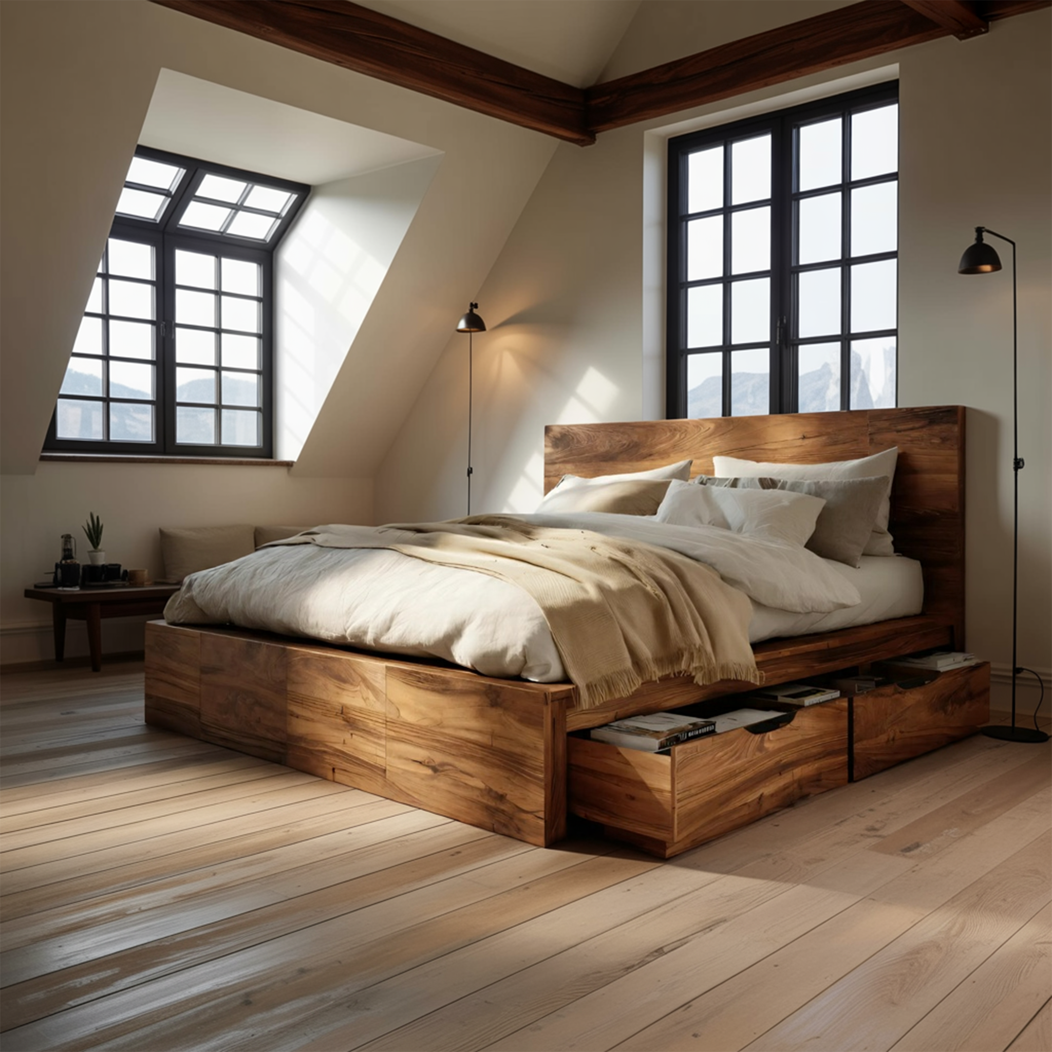 Modern Storage Bed Frame And Headboard With Drawers For Bedroom SITHTTWO001