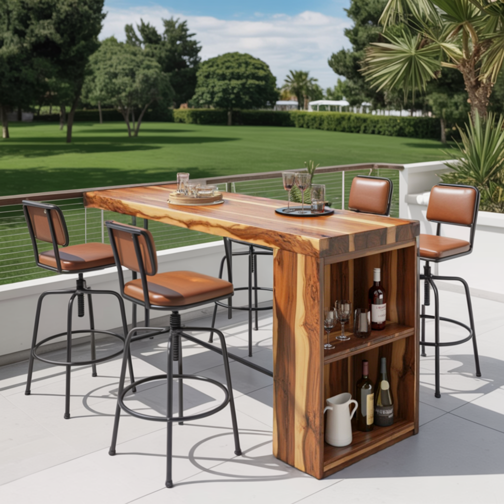 Tropical Live Edge Bar Table For Balcony Or Outdoor Patio SITHTTBTA002