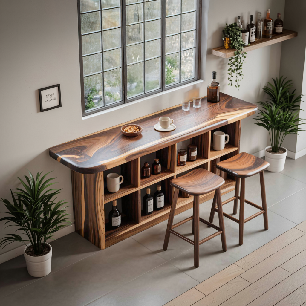 Wooden Bar Table With Storage For Compact Kitchen Or Coffee Bar SITHTTBTA005