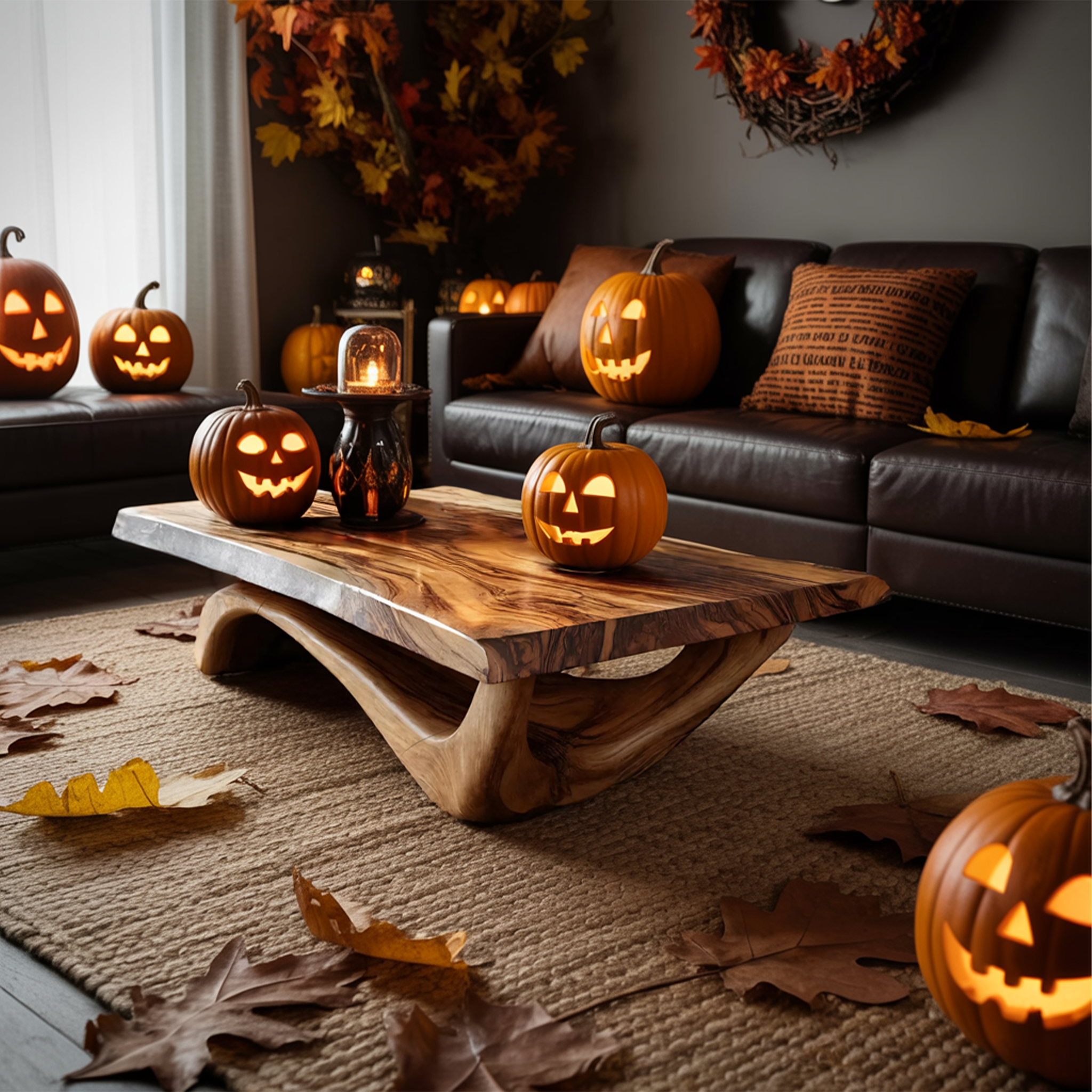 Modern Solid Wood Coffee Table Livingroom Decor Spooky Haunted Style SILDTTNHCF033