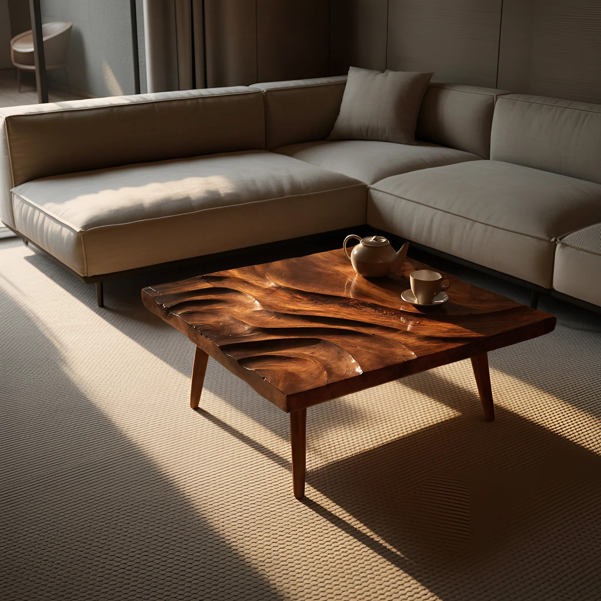 Modern Wooden Abstract Coffee Table For Living Room Decor SILDTTRCF072