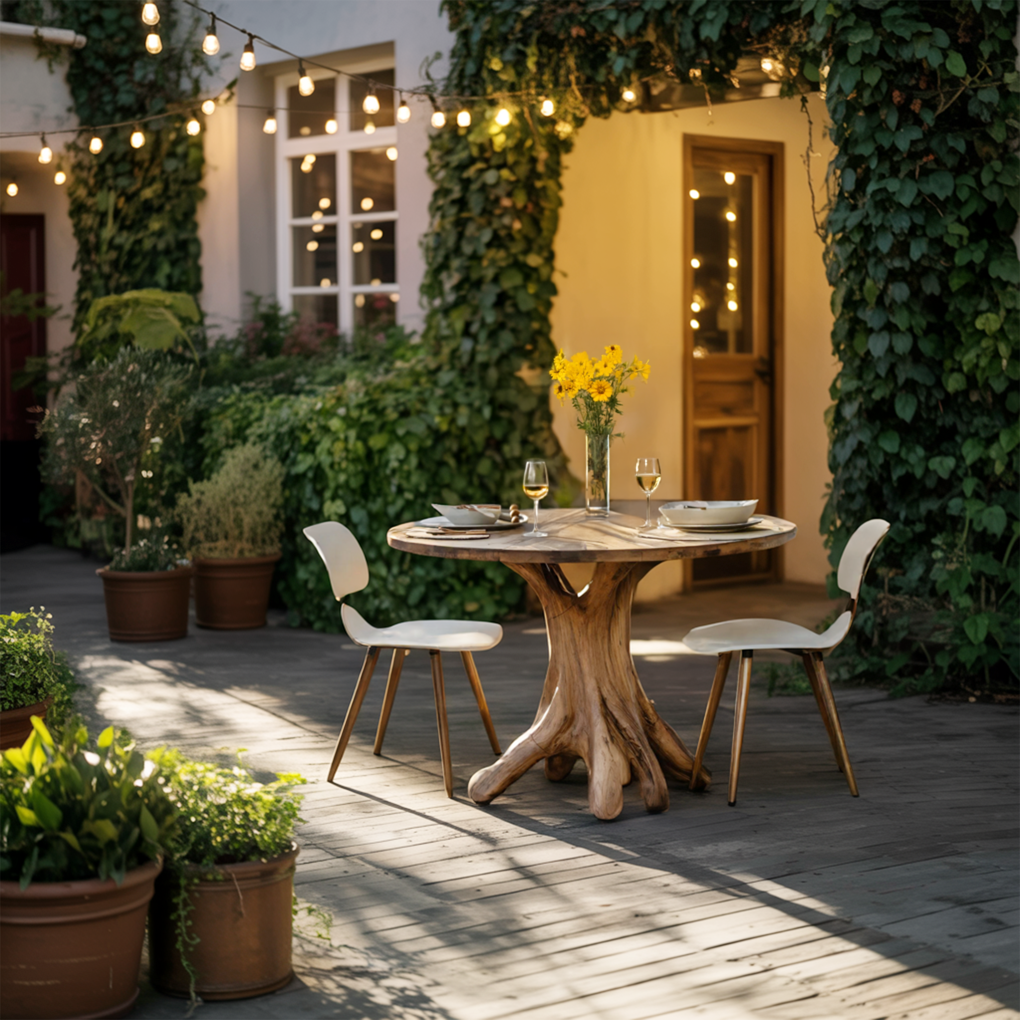 Mid Century Wooden Dining Table For A Warm Outdoor Space SILDTTNDN010
