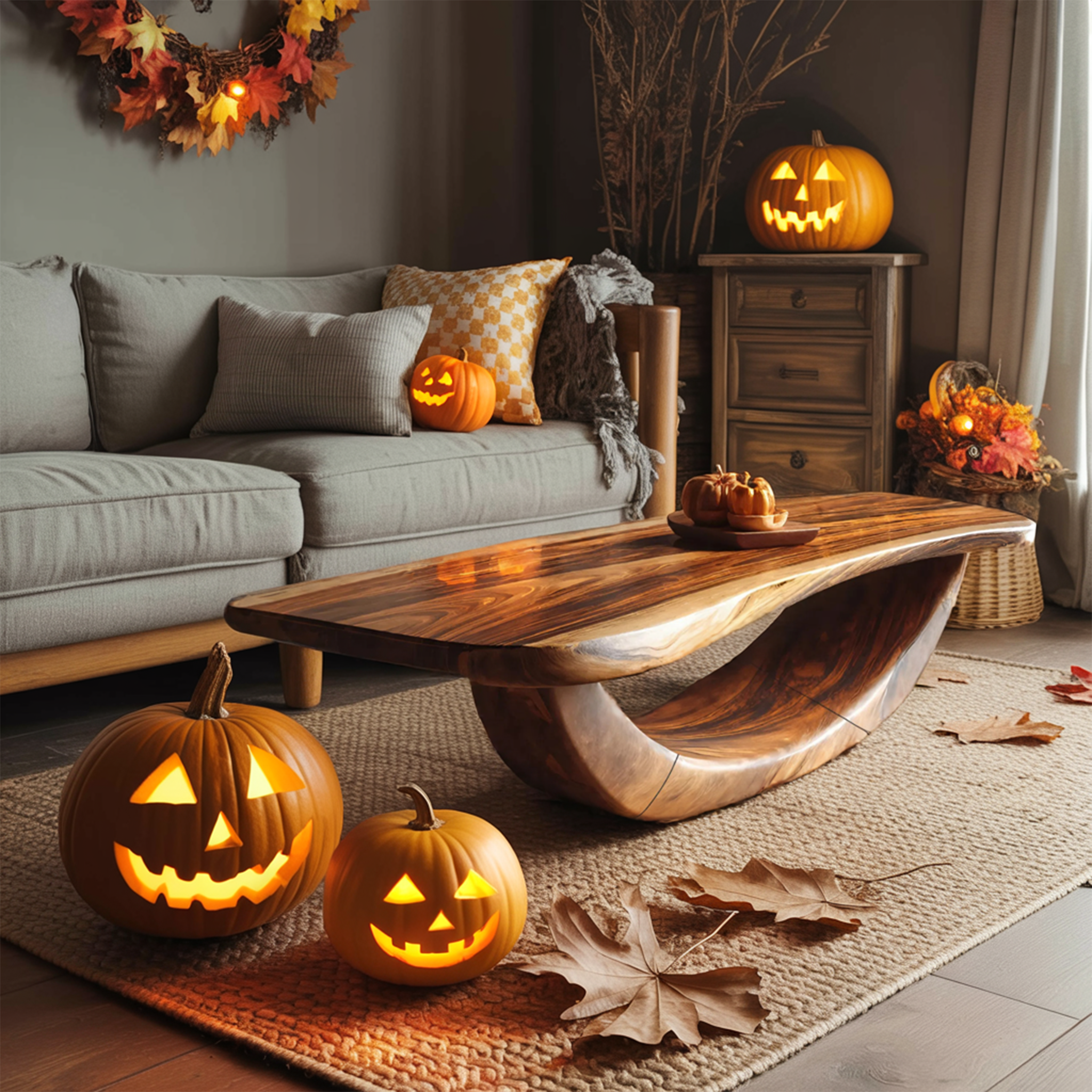 Farmhouse Wooden Live Edge Coffee Table Livingroom Decor Haunted Look SILDTTNHCF027