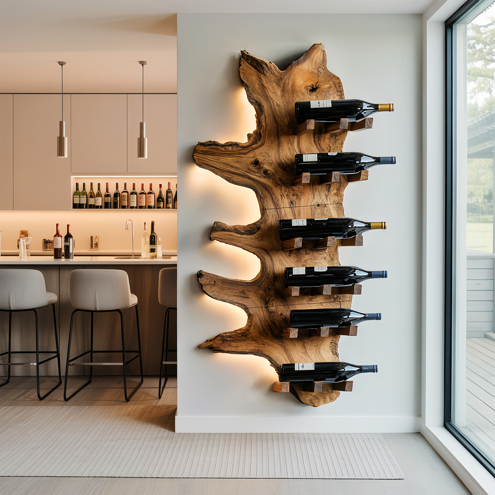 Modern Live Edge Wine Rack For Furniture Decor And Wine Shelf SILDTTRWH058