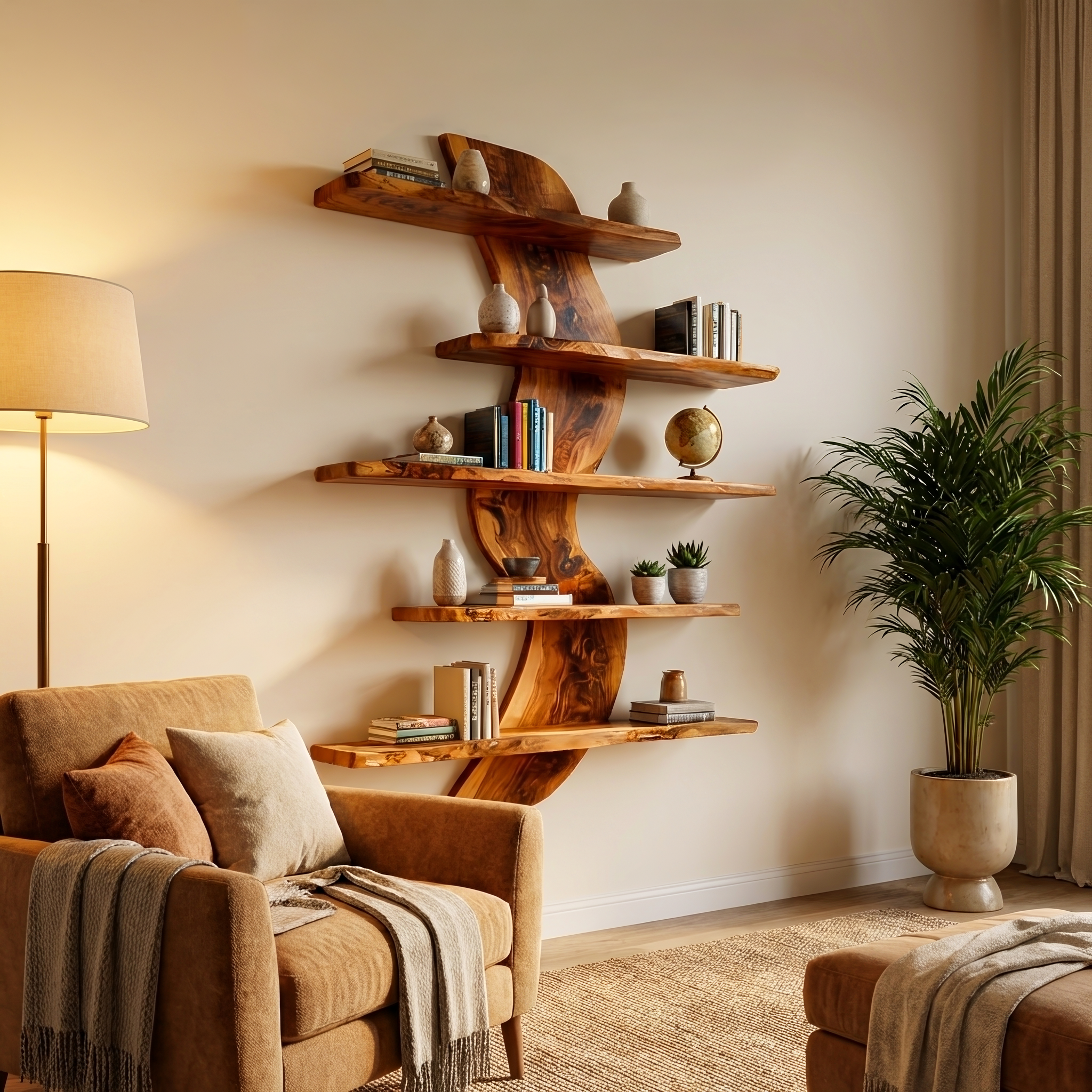 Sculptural Wall Mounted Bookshelf For Modern Living Room RTTHTTBS070