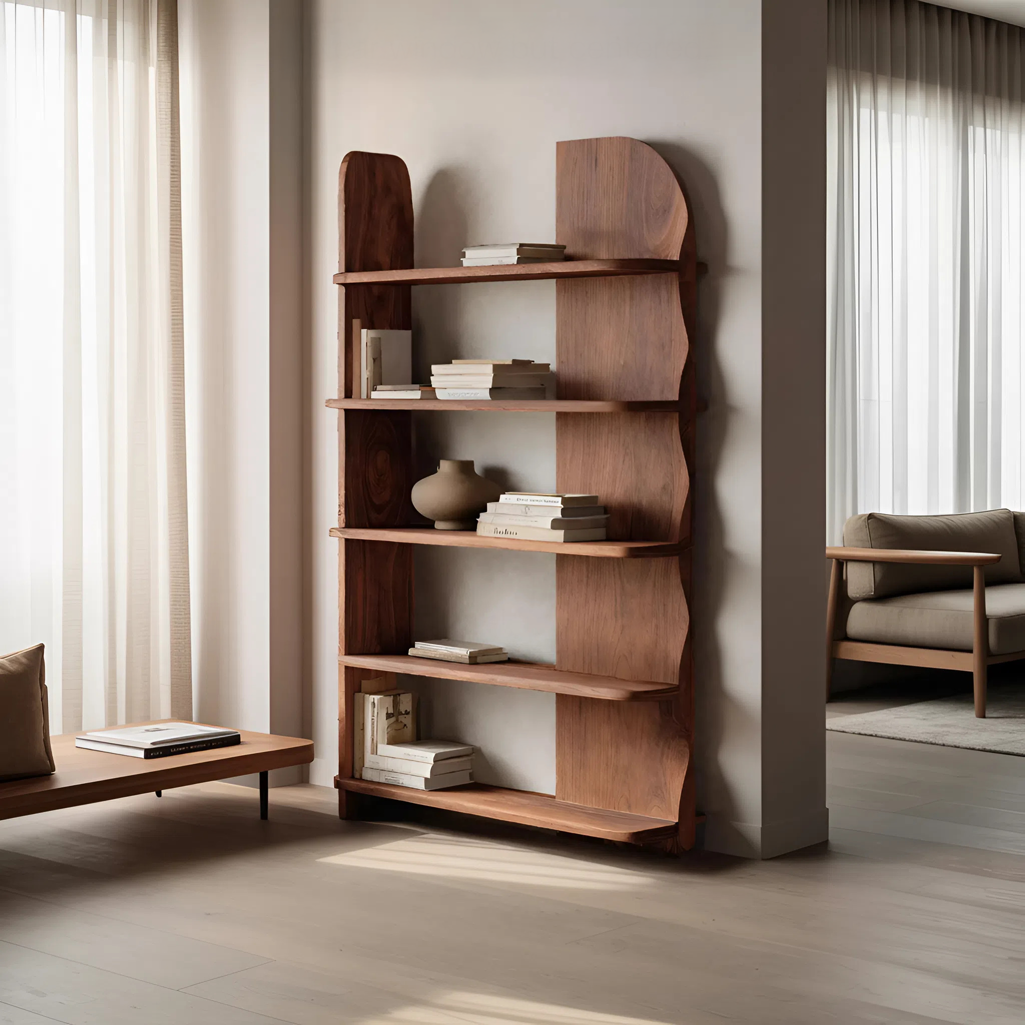 Minimalist Bookcase Sculptural Design For Living Decor RTTHHNBS081