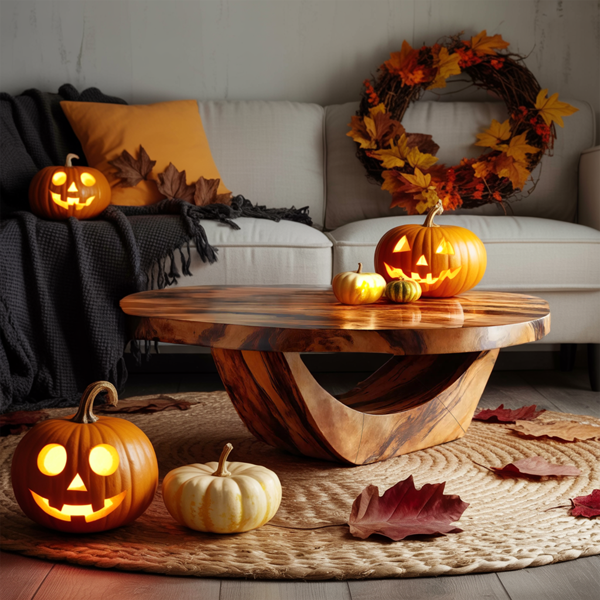 Modern Solid Wood Coffee Table For Living Room Ghostly Halloween SILDTTNHCF029