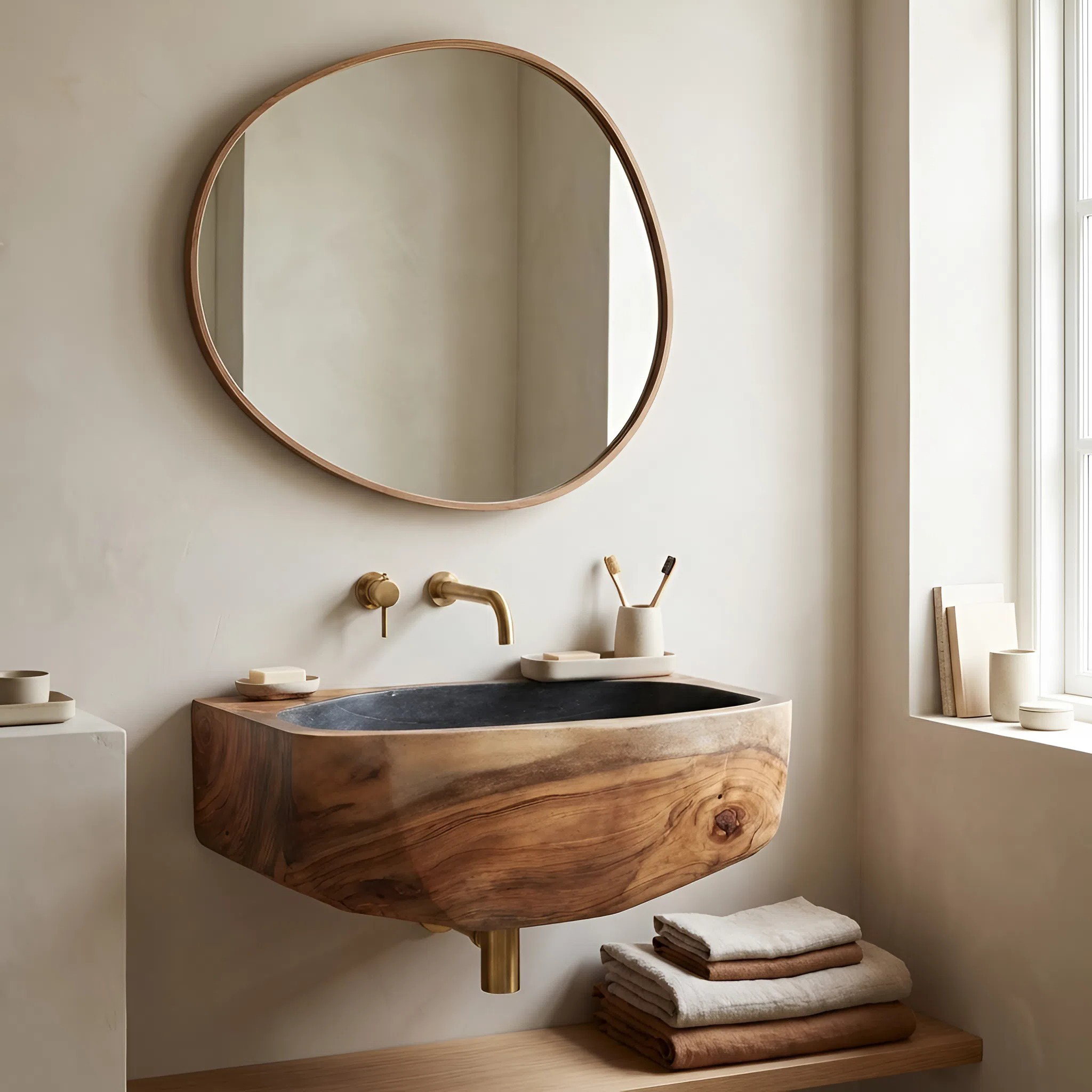 Modern Solid Wood Vanity Sink For Minimalist Bathroom Design SILDTTNVS032
