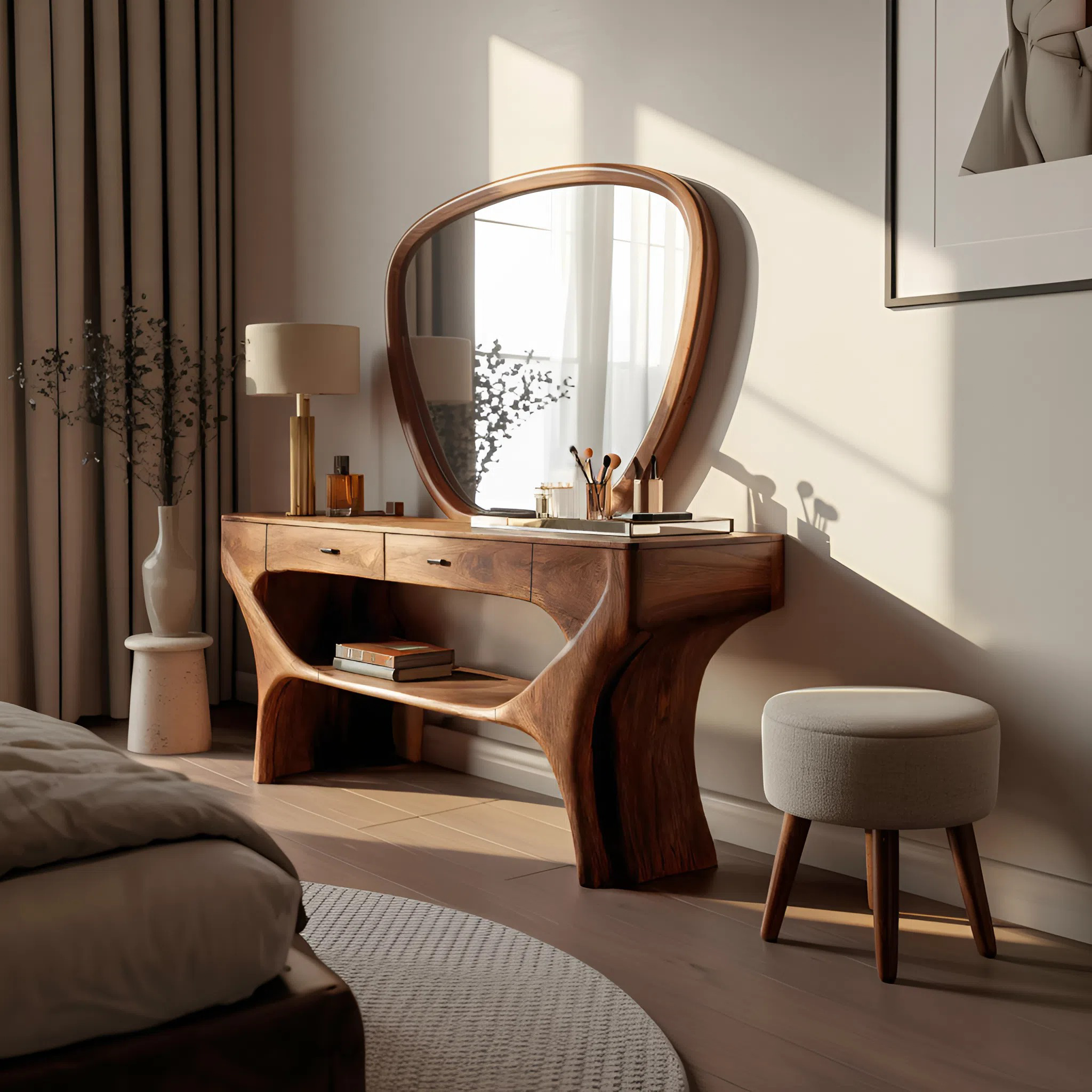 Artistic Handmade Vanity Table With Drawers For Bedroom SITHTTMV002