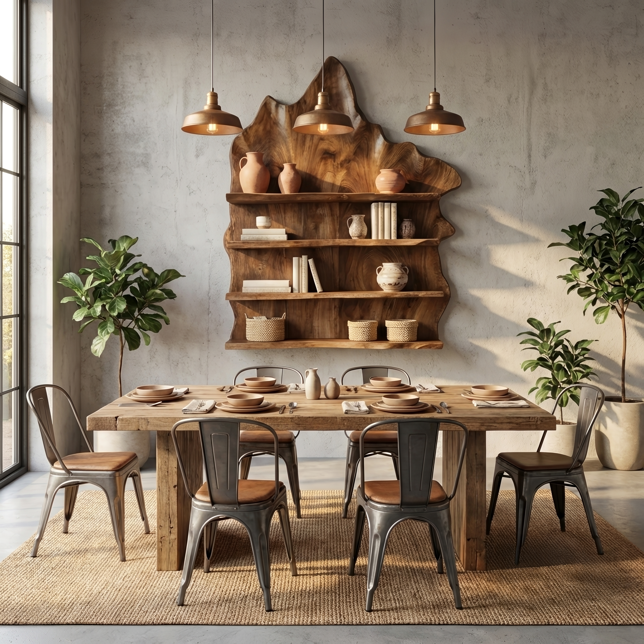 Industrial Live Edge Wall Mount Shelf For Living Room Decor SILDTTRWMS009