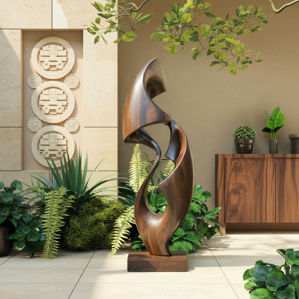 Rustic Abstract Sculpture For Office Decor SILDTTRAS011