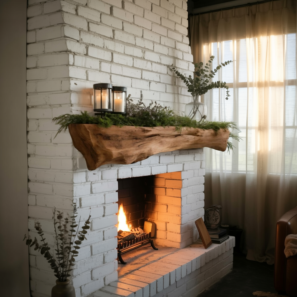 Rustic Fireplace Mantel With Solid Beam For Living Room SITHTTFS010