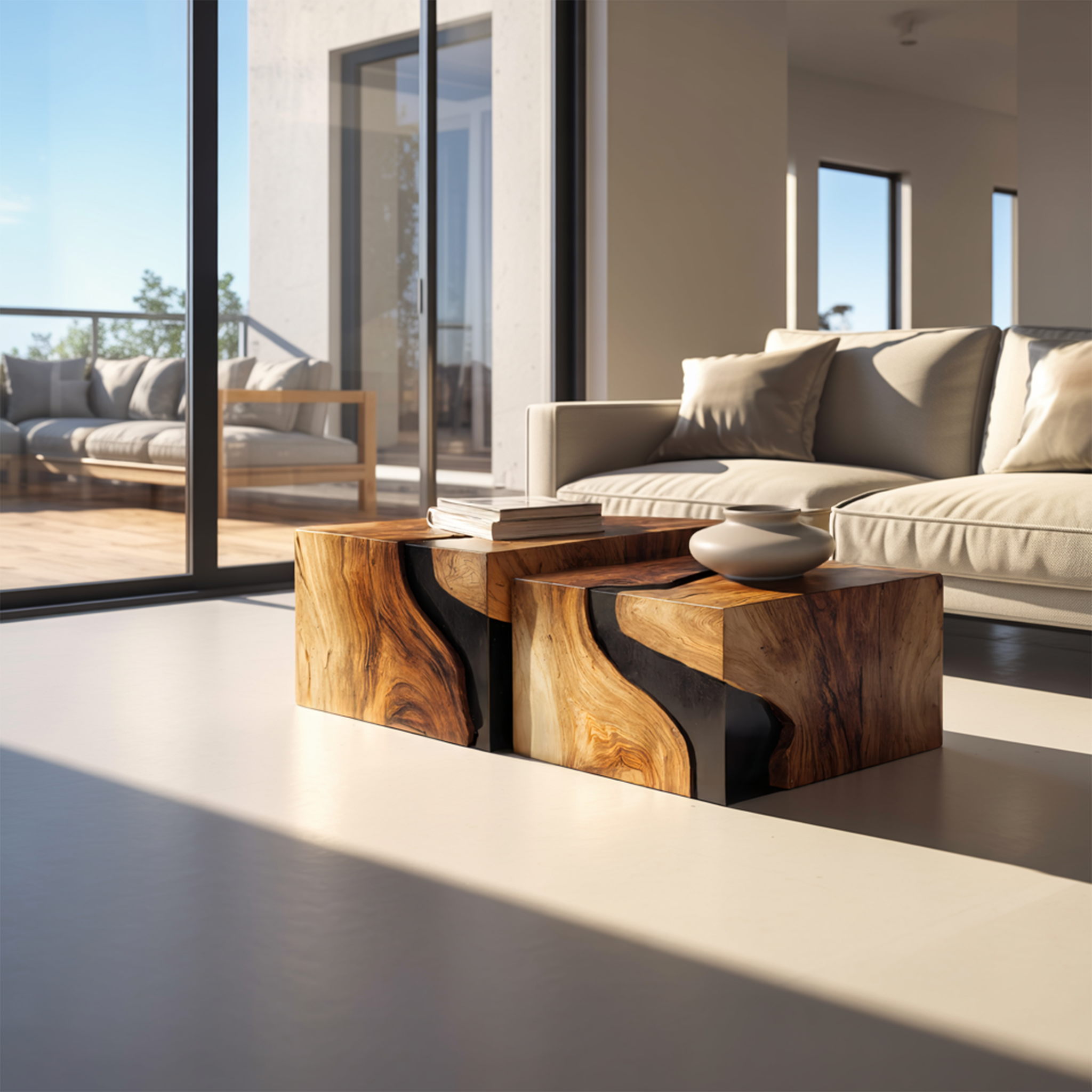 Farmhouse Solid Wood Cube Coffee Table For Cozy Rooms SILDTTNCF053