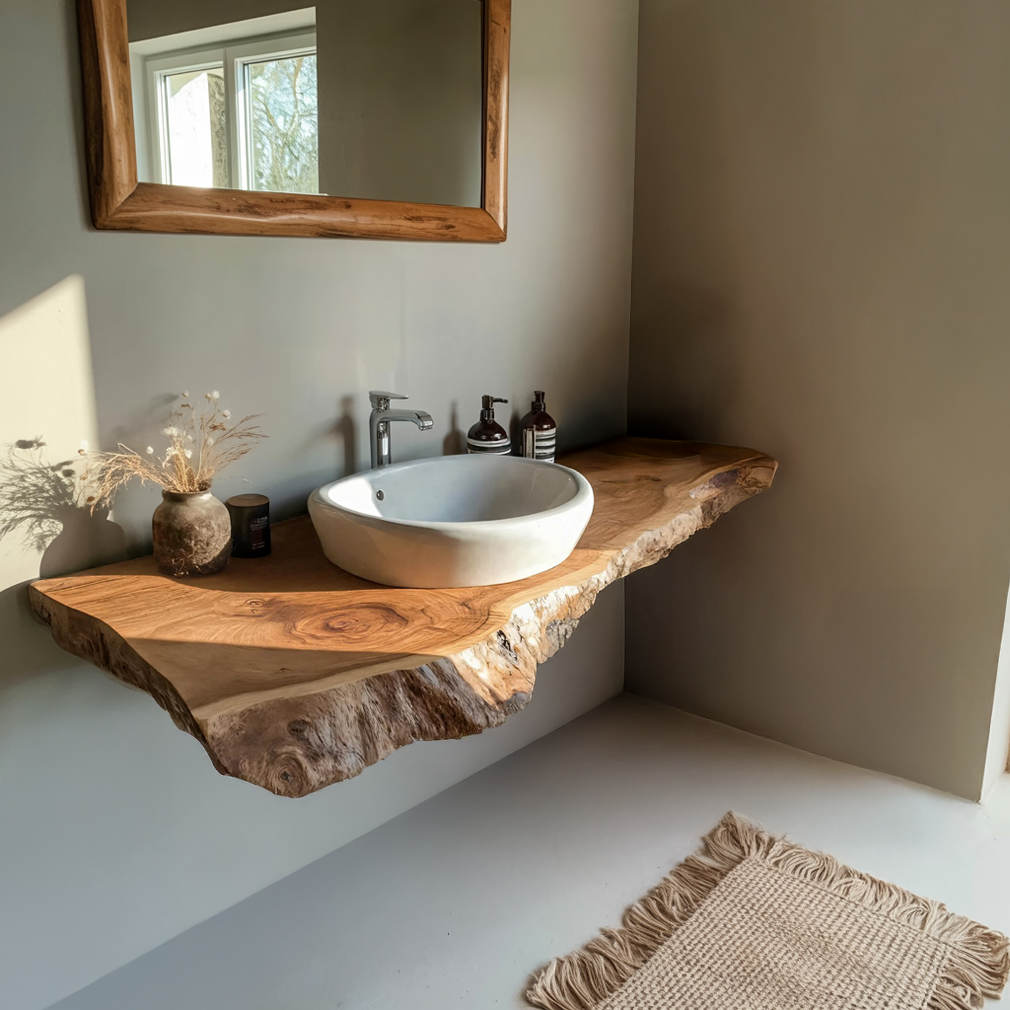 Farmhouse Bathroom Vanity In Solid Wood With Shelf SILDTTRBAS032