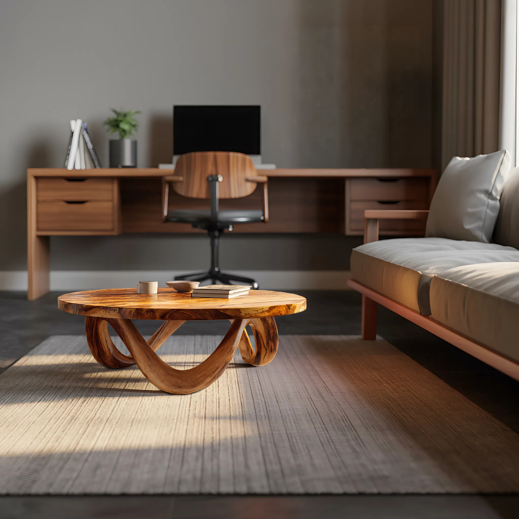 Modern Coffee Table Unique Base Design For Living Room RTTHTTCF040