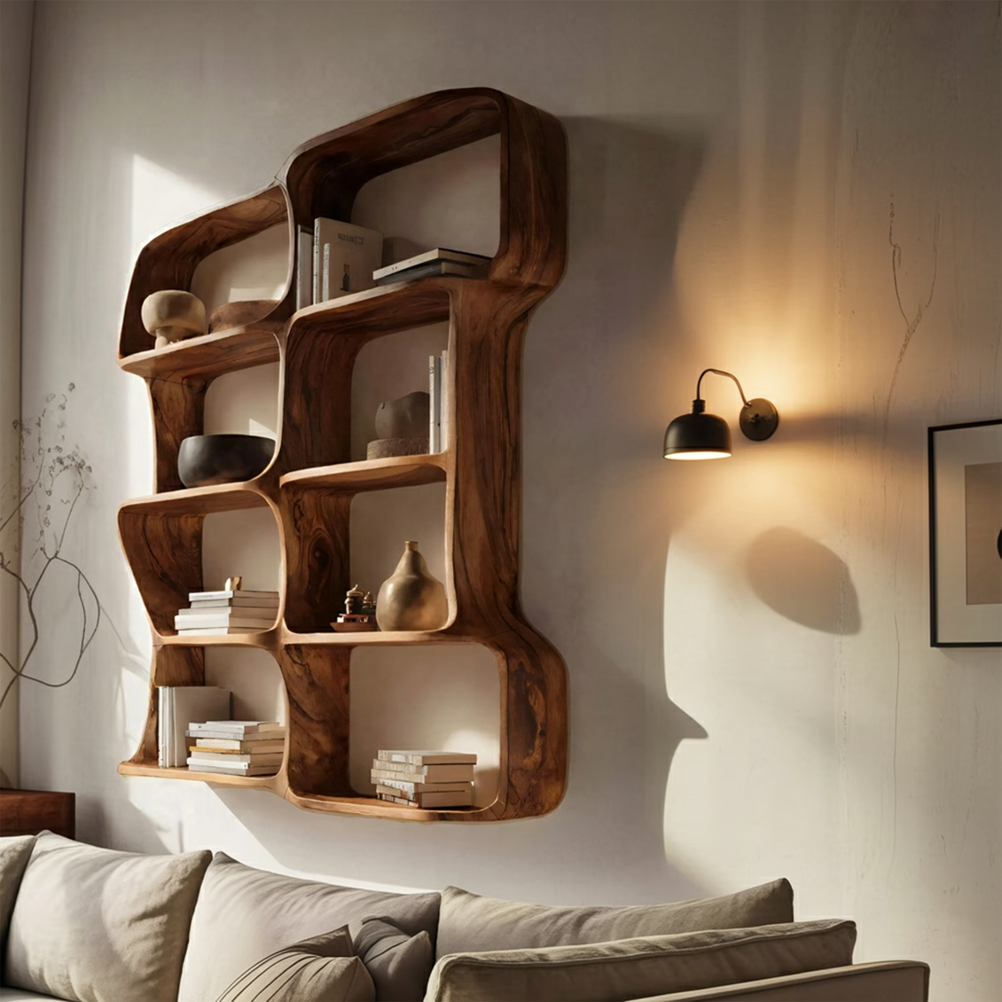 Modern Sculptural Floating Bookshelf For Bedroom Or Living Room SITHHNBS054