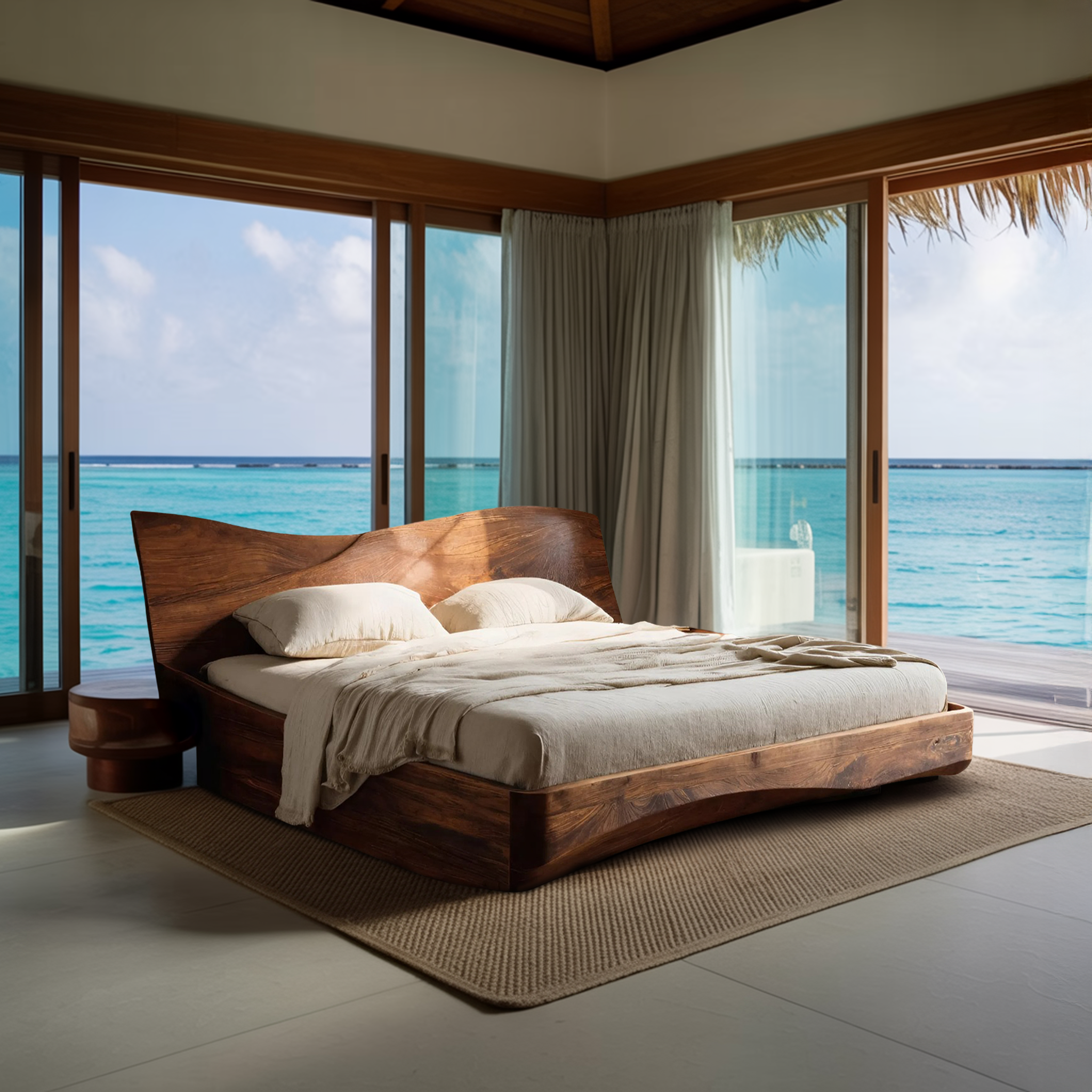 Organic Platform Bed And Headboard For Minimalist Bedroom Design RTTHHNWO003