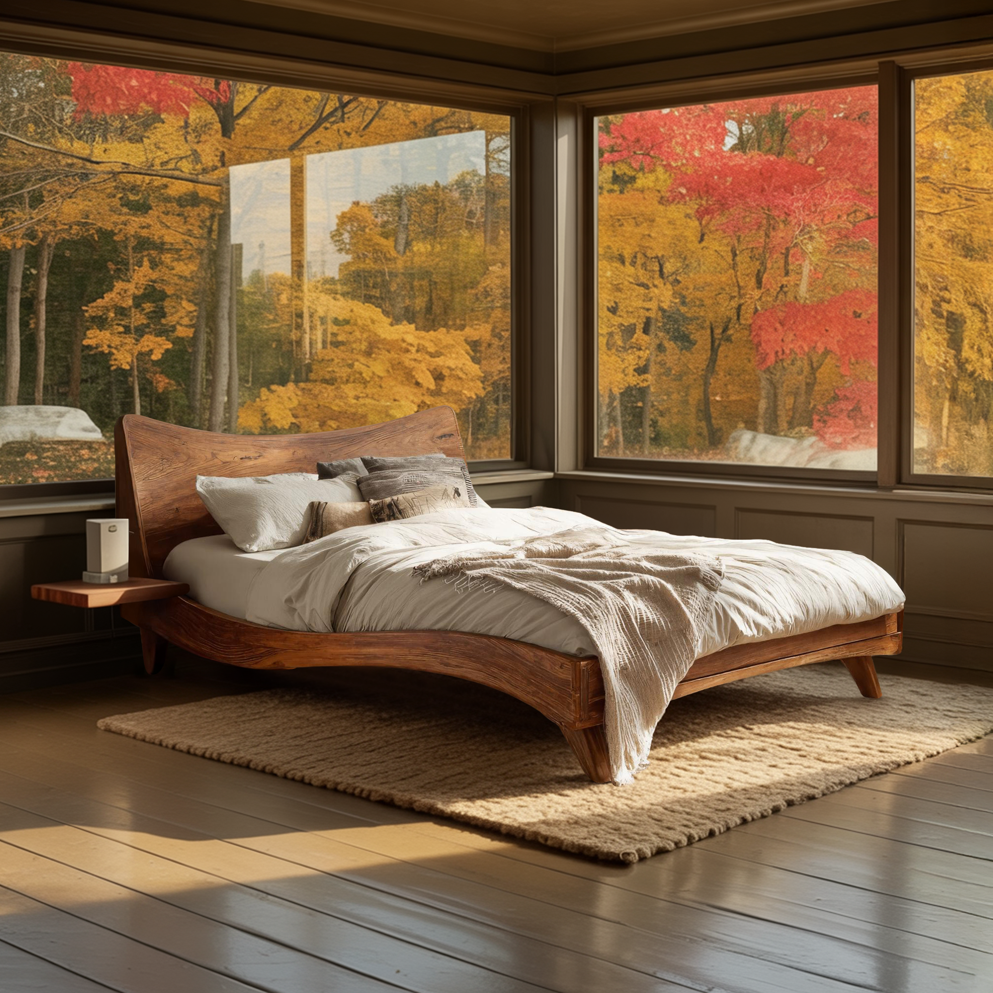 Set Headboard And Curved Bed Frame For Modern Bedroom RTTHHNWO006