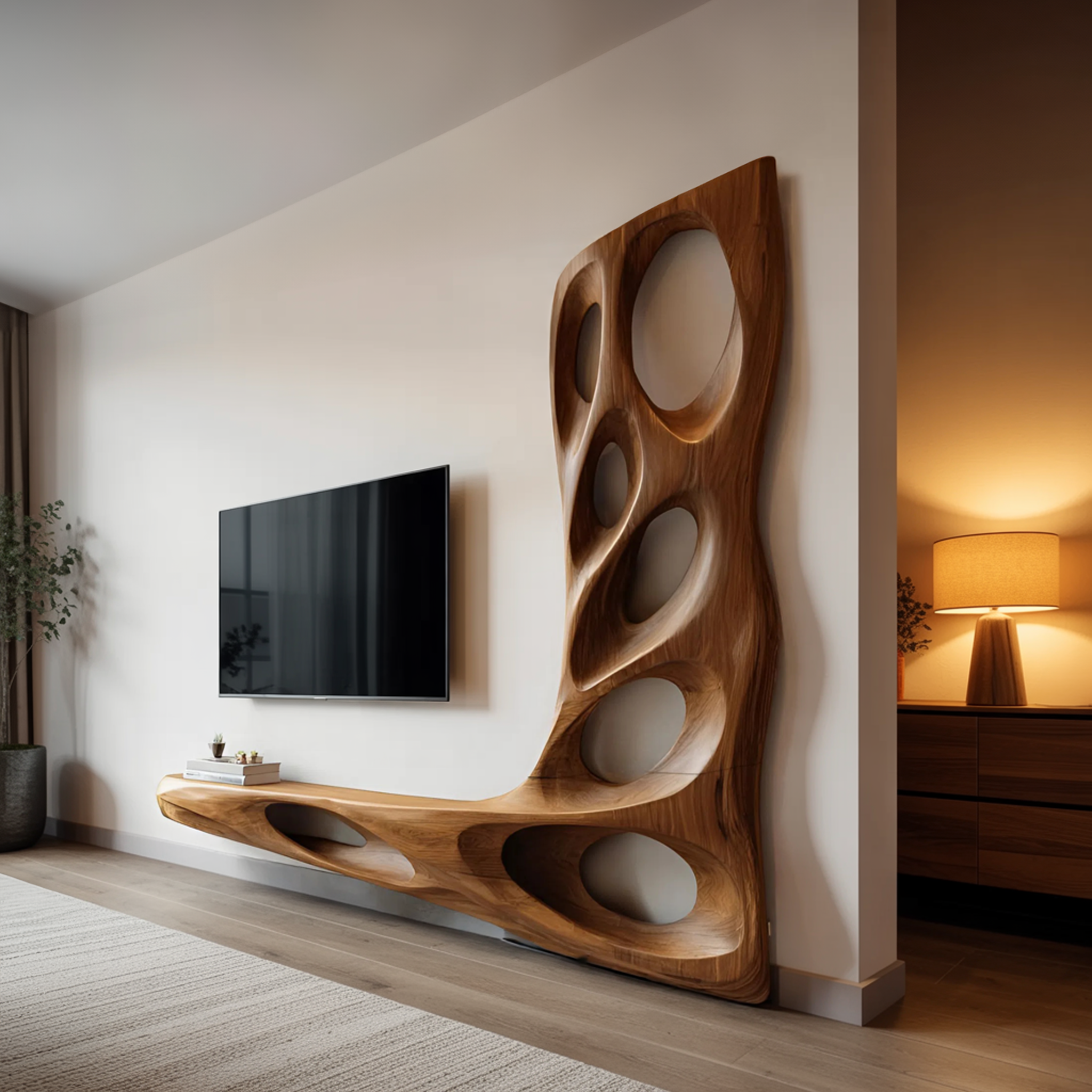 Modern Sculptural TV Wall Console For Living Room Decor SITHHNTVC037