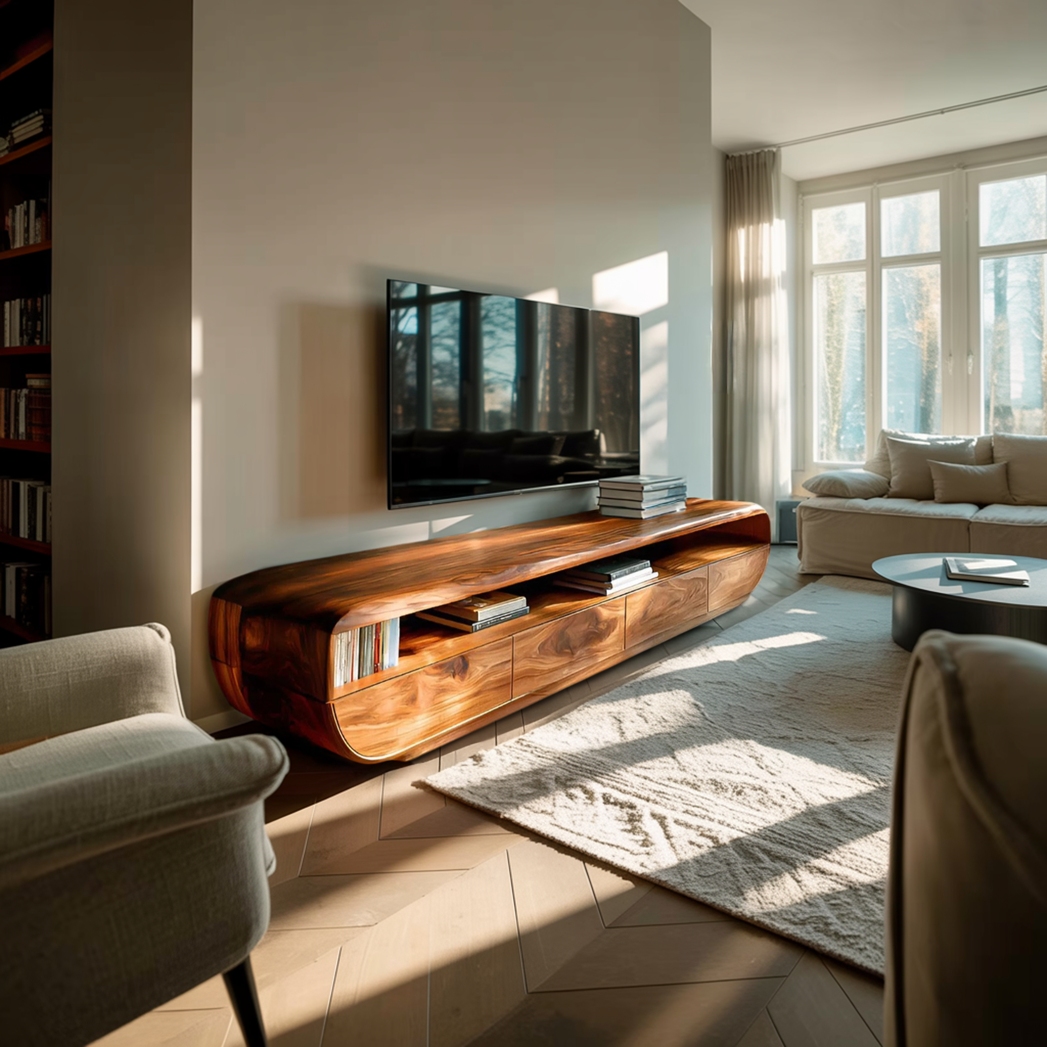 Handcrafted TV Cabinet Design Spacious Drawers For Living RTTHTTTVC066
