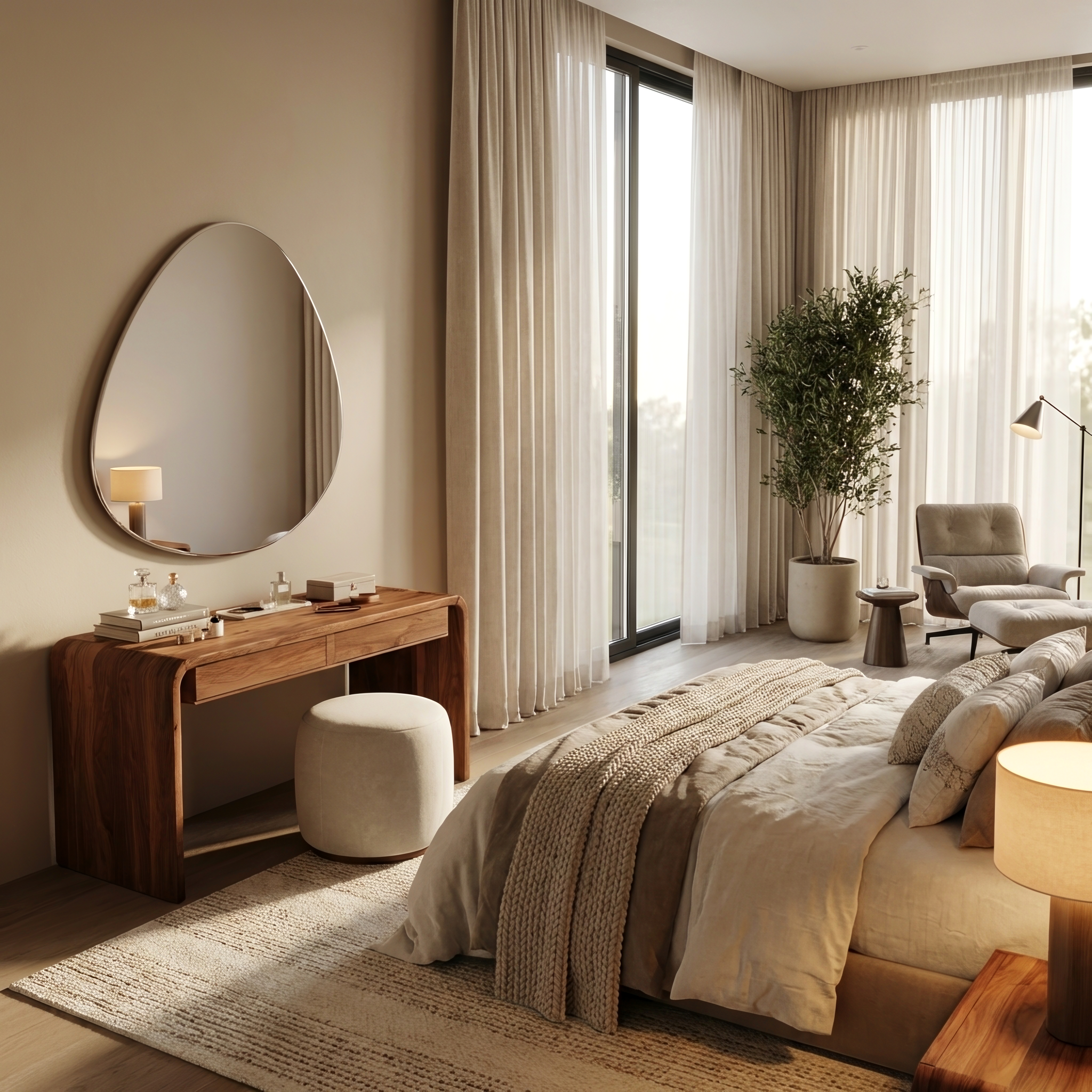 Modern Sculptural Vanity Table For Bedroom Interior RTTHHNVAN013