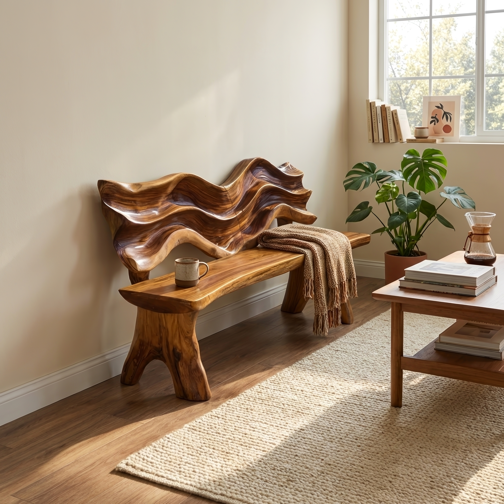 Rustic Live Edge Bench For Entryway Accent Seating SILDTTRBEN033