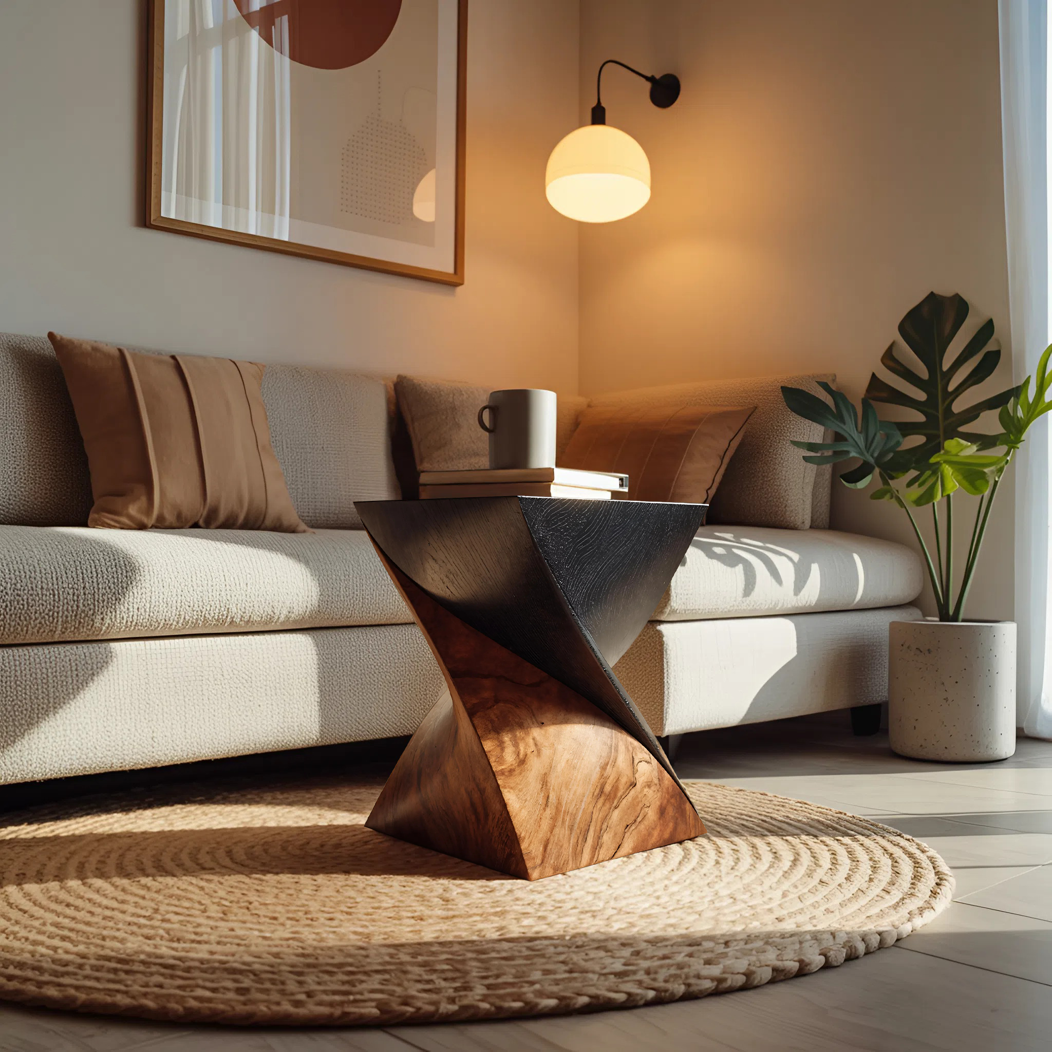 Handcrafted Wooden Side Table For Living Room Art Style SILDTTNSTA032