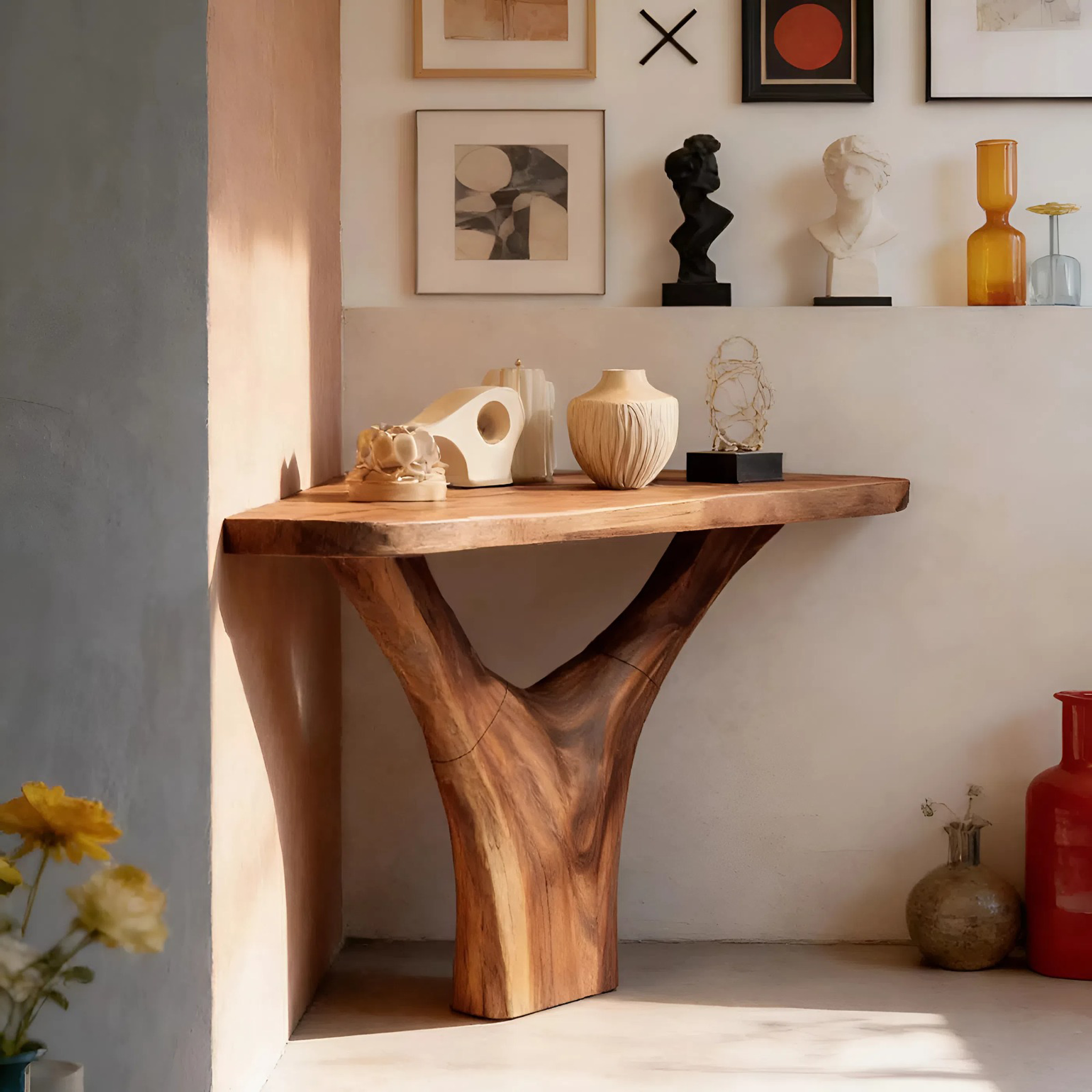 Modern Live Edge Console Table Solid Wood Artistic For Living Room SILDTTNCS099