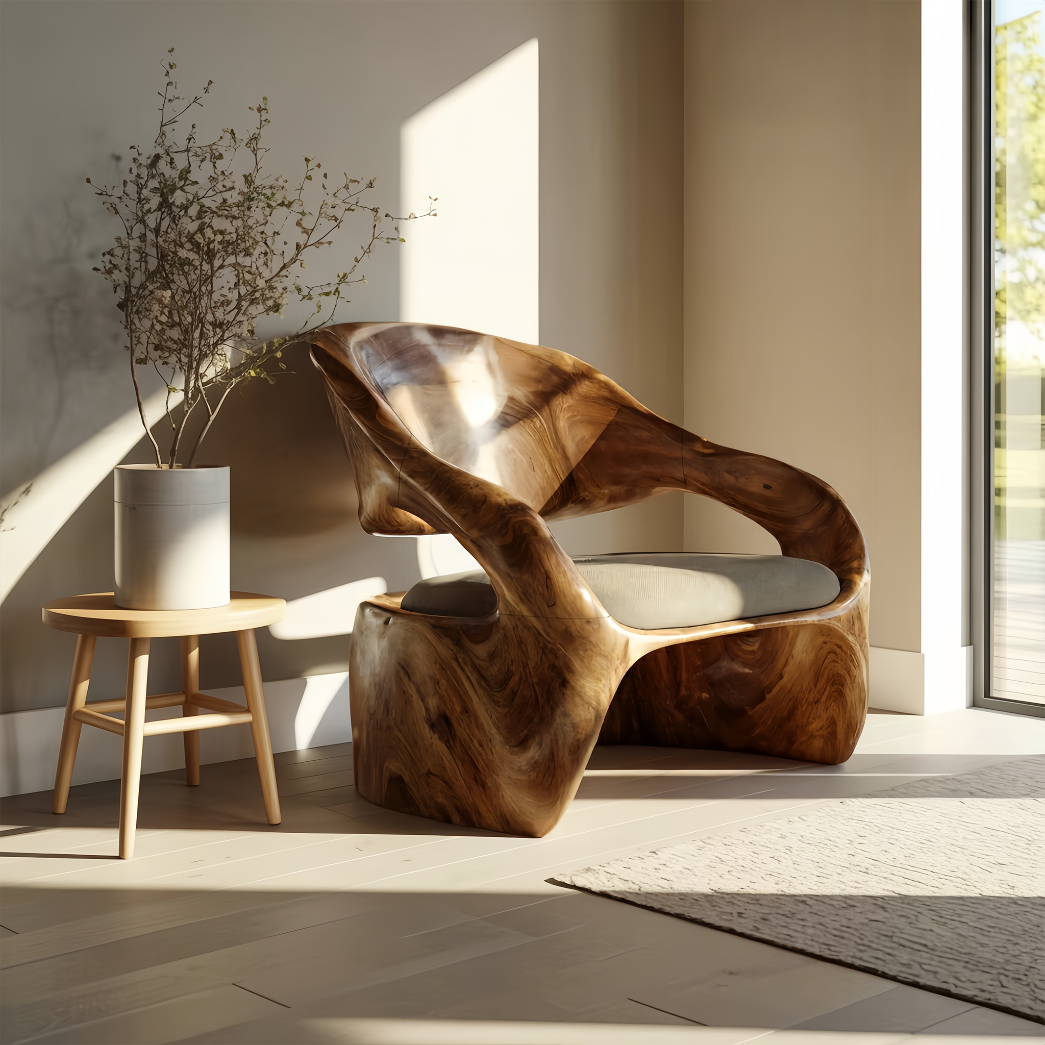 Organic Sculptural Lounge Chair For Living Or Bedroom RTTHHNCHR080