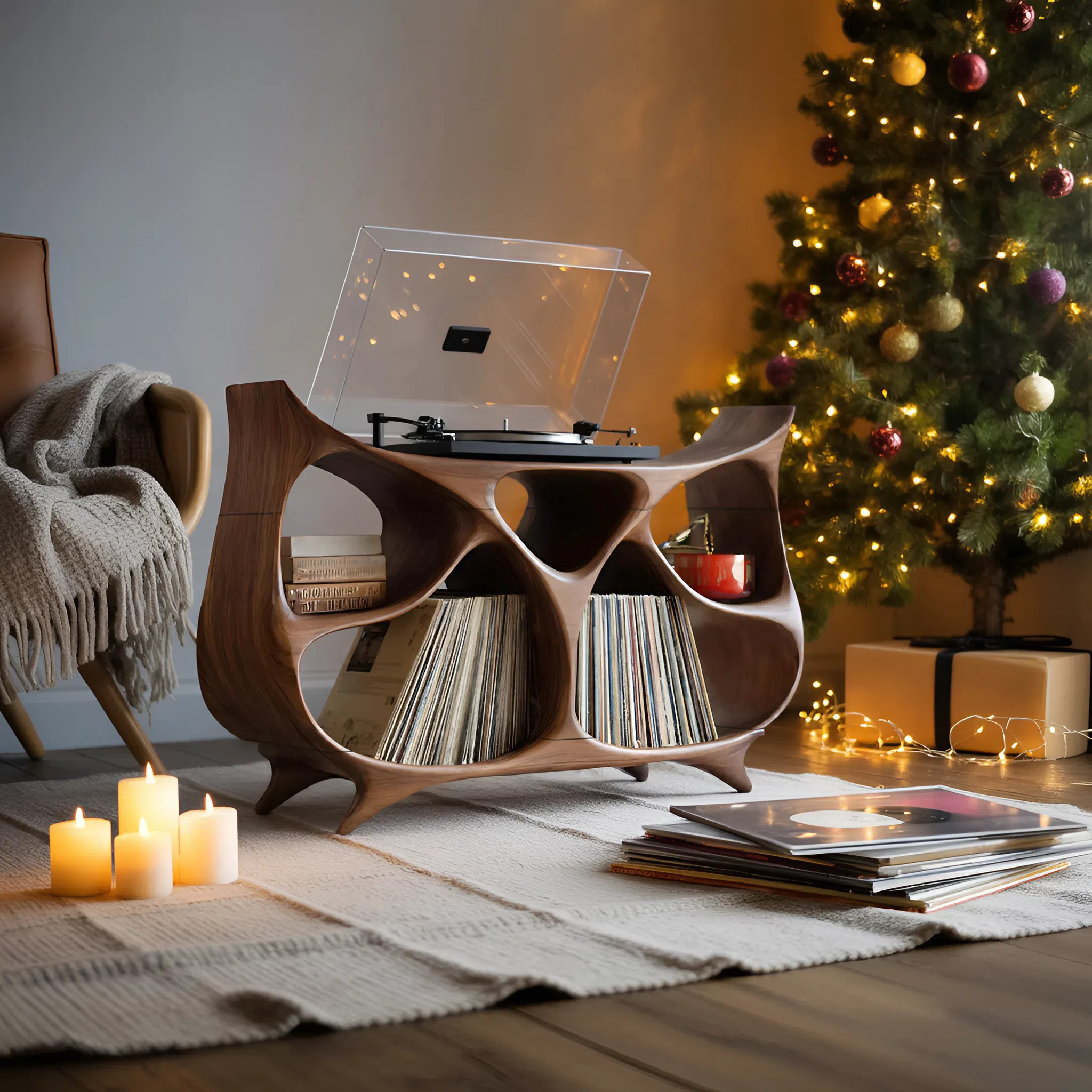 Farmhouse Record Stand For Warm Christmas Living Space SILDTTNCRS015