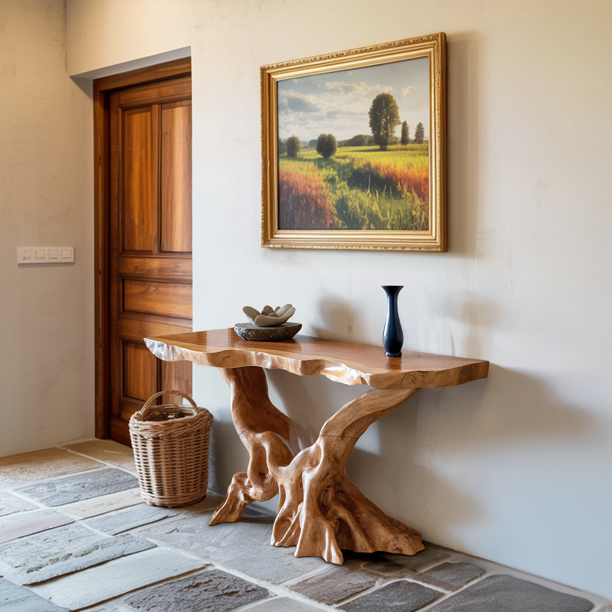 Mid Century Wooden Live Edge Console Table For Living Room Decor SILDTTRCS040