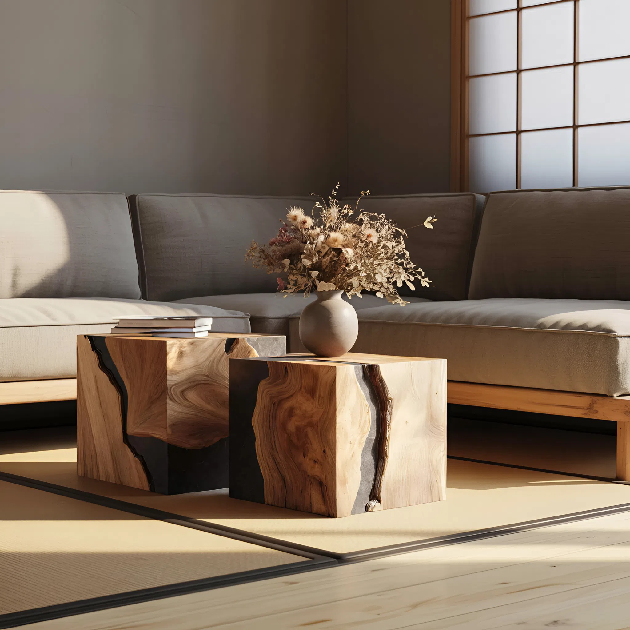 Mid Century Wooden Cube Coffee Table For Living Room Decor SILDTTNCF028