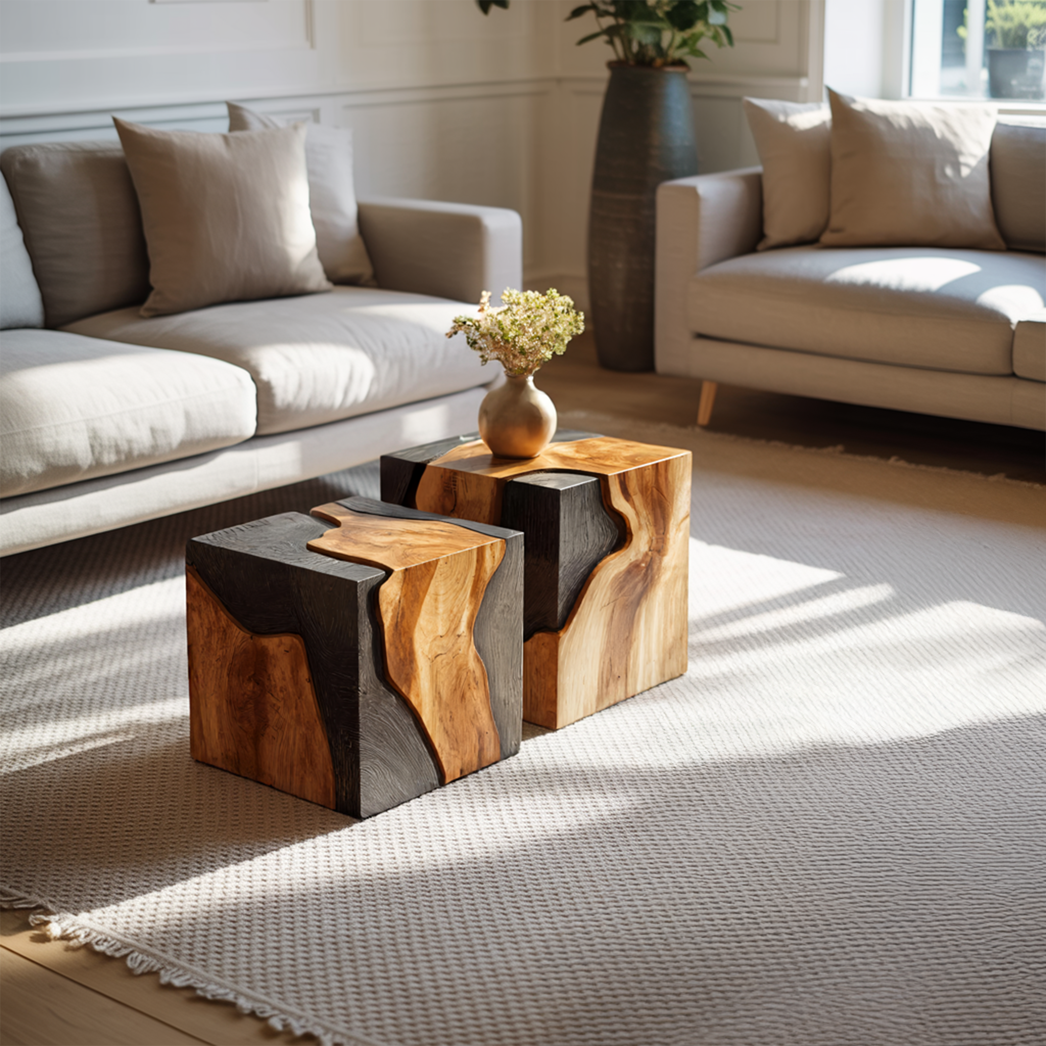 Handcrafted Low Wooden Coffee Table For Unique Living Room SILDTTNCF042
