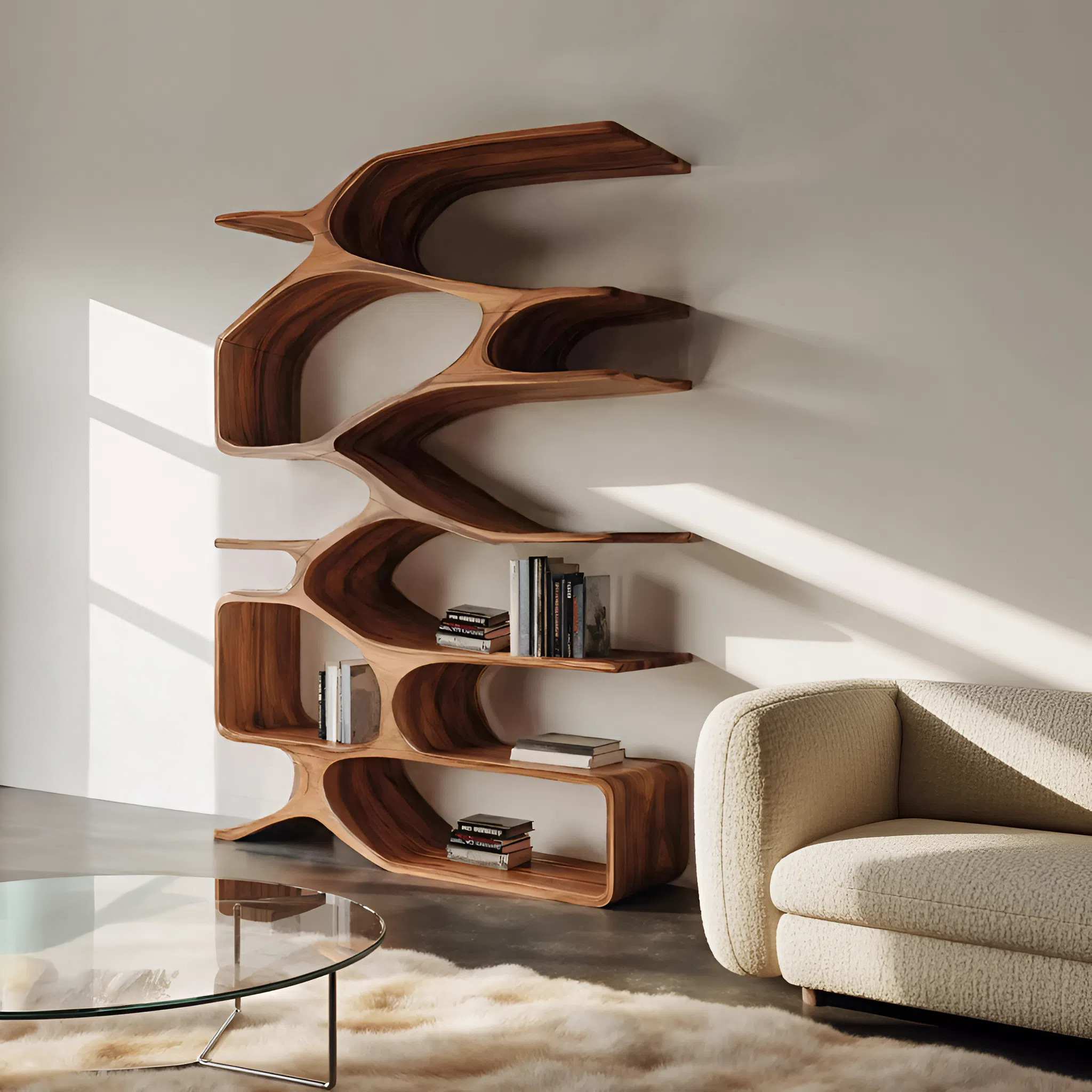 Organic Sculptural Bookshelf For Living Decor RTTHHNBS092
