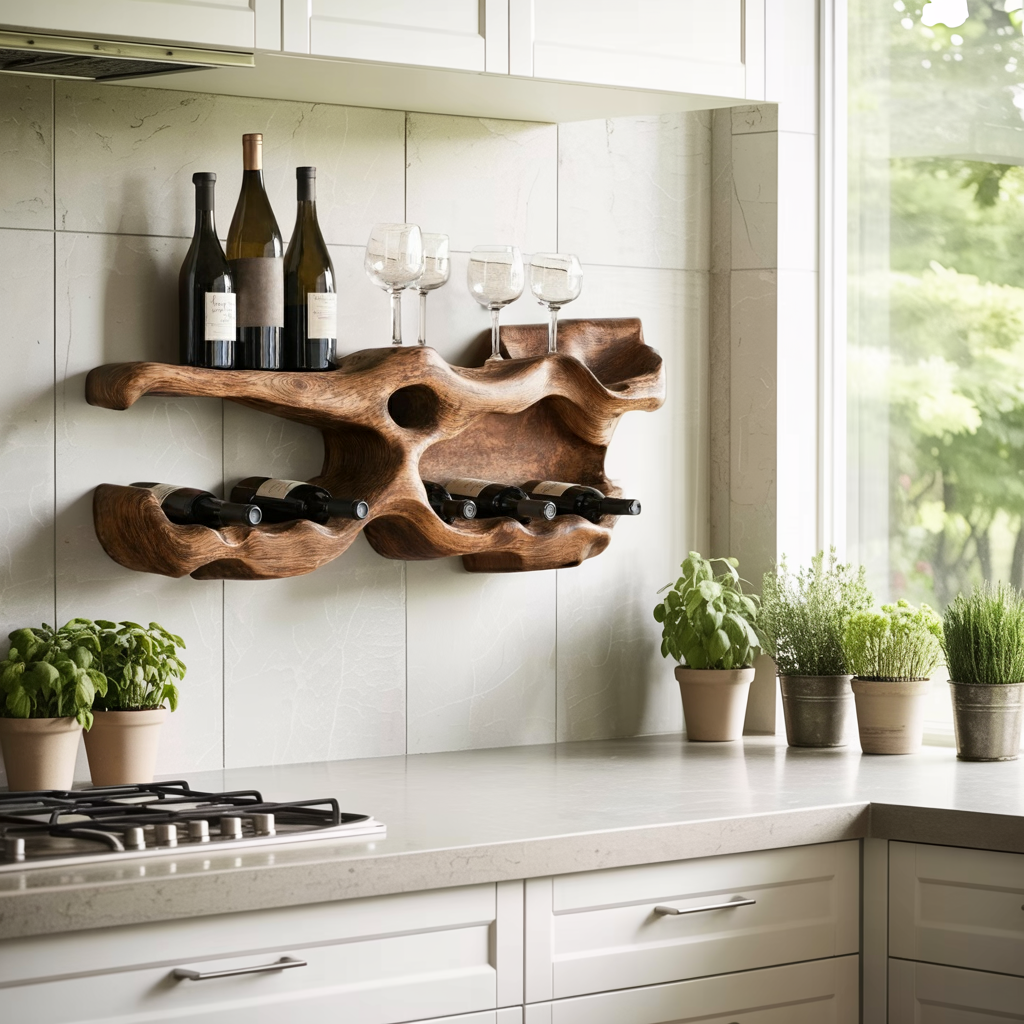 Farmhouse Wine Holder For Living Room Shelf Accent SILDTTNWH016