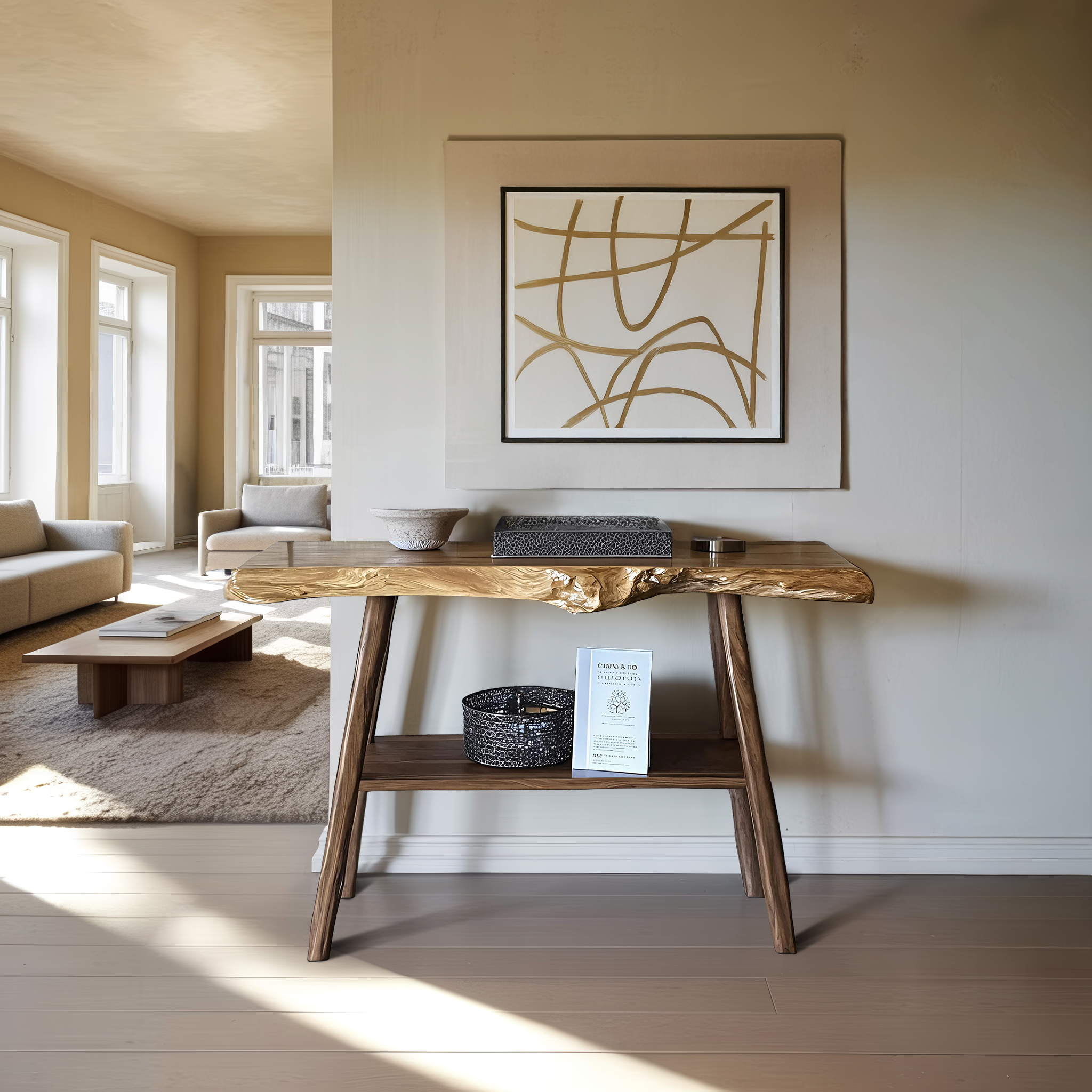 Farmhouse Live Edge Entryway Table For Living Room Design SILDTTRCS045