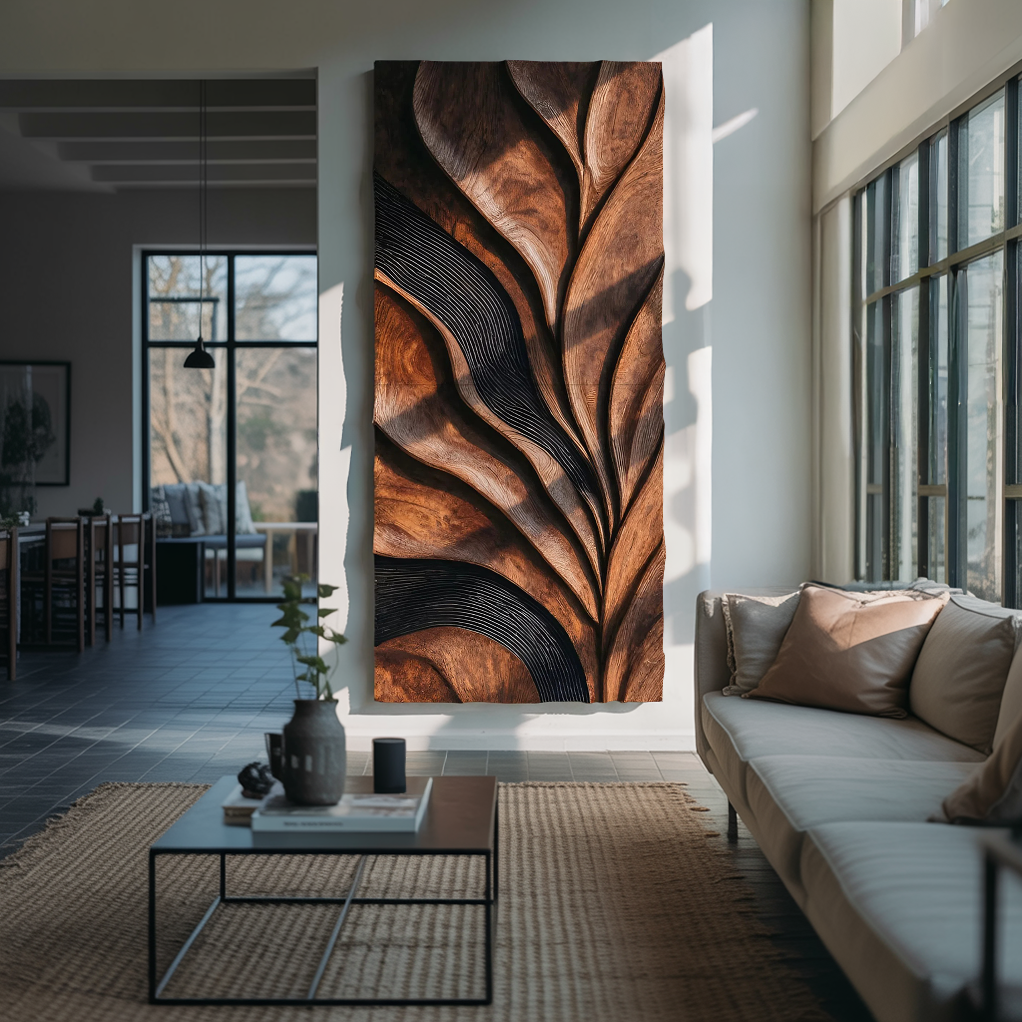 Modern Sculpted Feather Wall Art For Living Room RTTHHNWA114